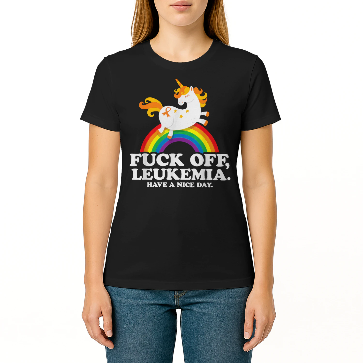 Leukemia Cancer Quote Funny Fuck Off Leukemia Slogan Unicorn T Shirt LEW0190