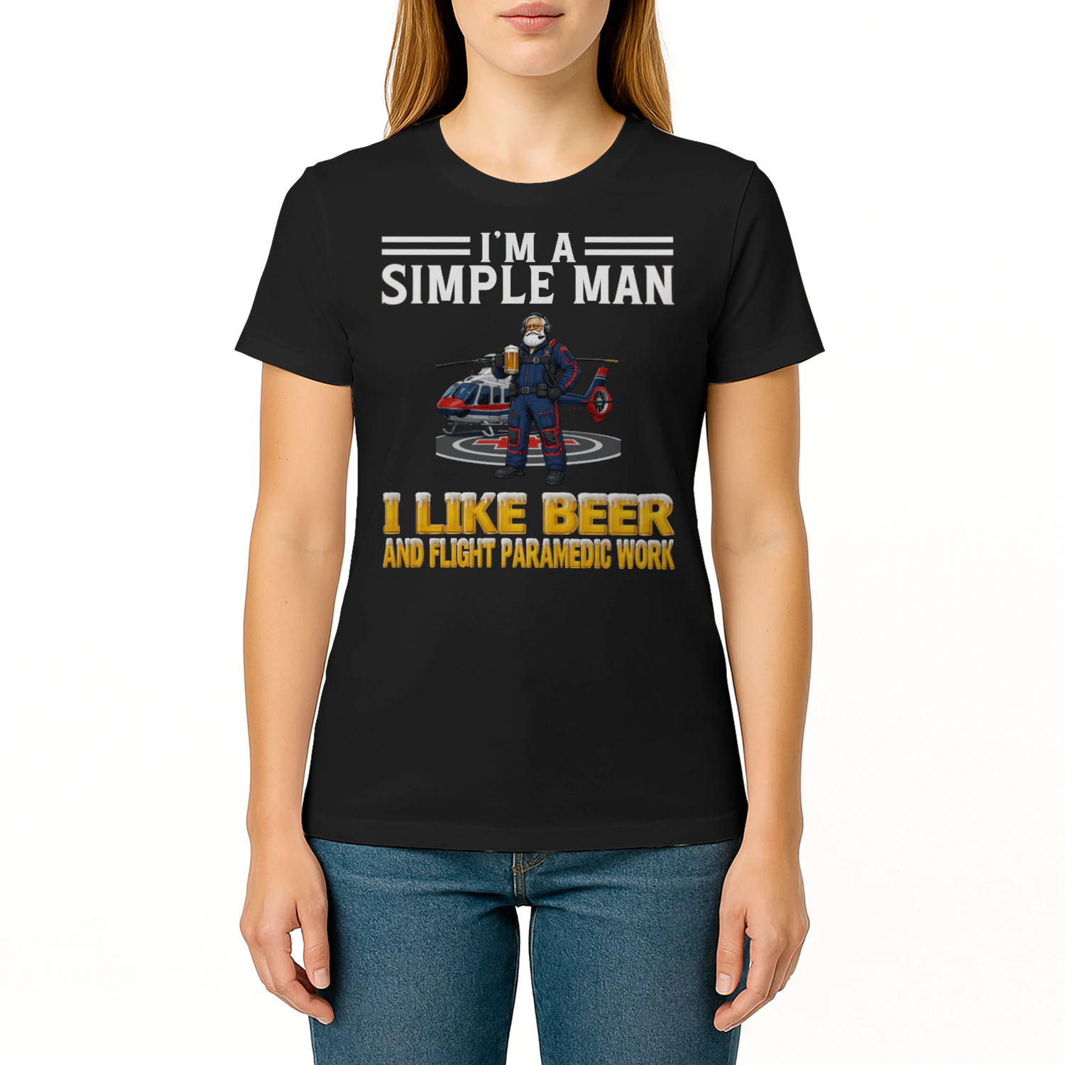 Simple Man I Like Beer And Flight Paramedic Work Black FLI0007