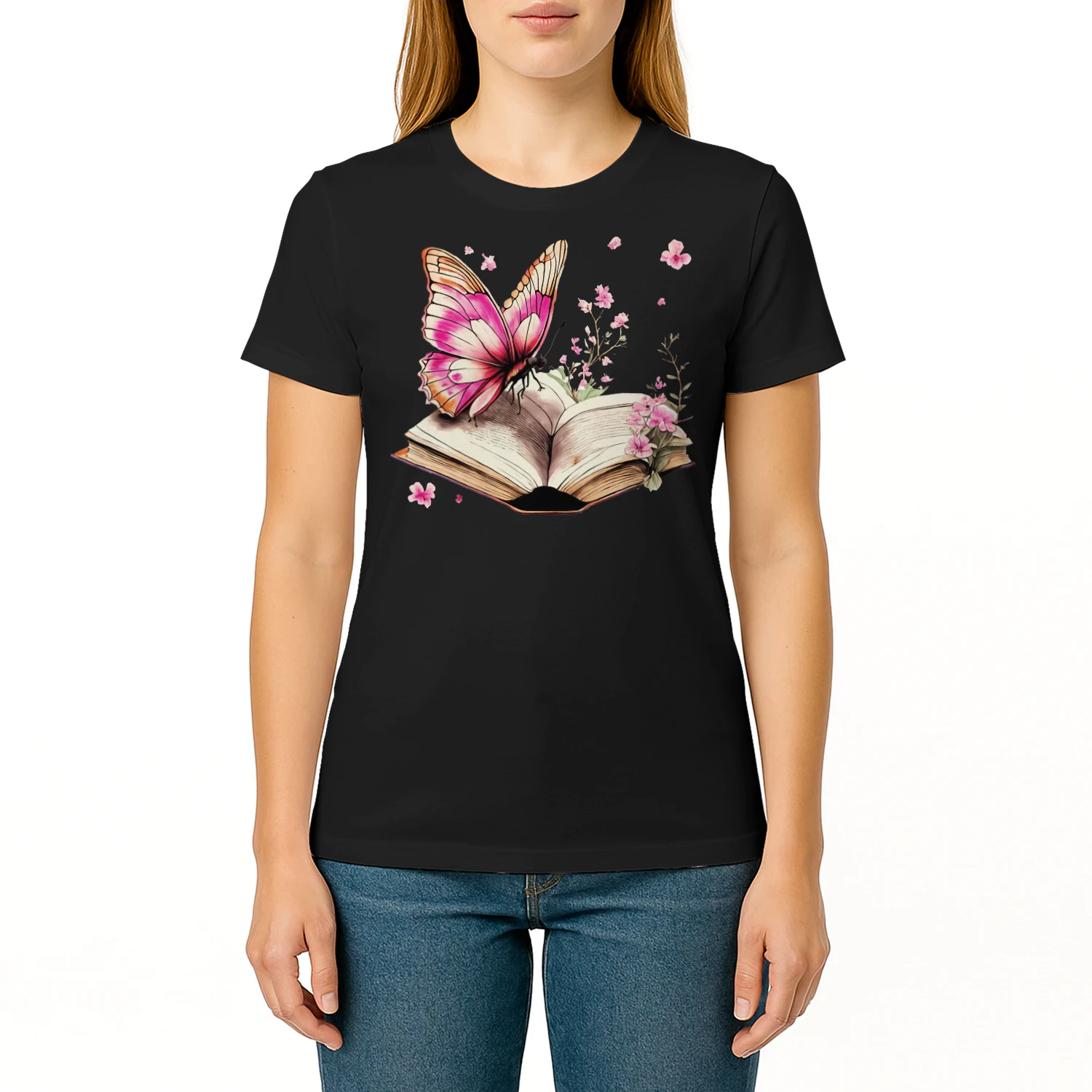 Vibrant Butterfly Book Print Read Books Shirt REB0897
