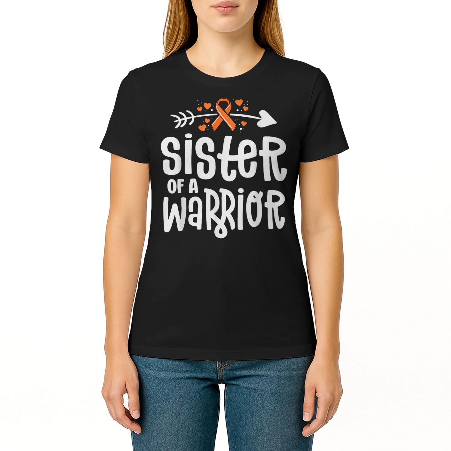Sister of a Warrior Orange Family Leukemia Cancer Awareness T Shirt LEW0311