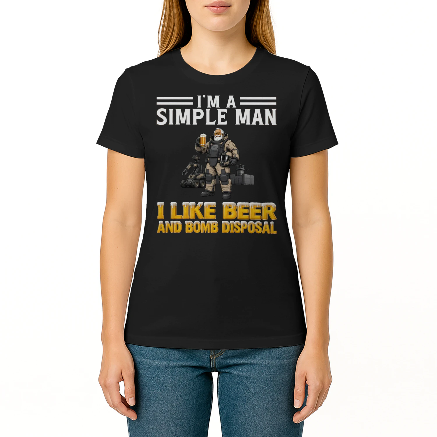 Simple Man I Like Beer And Bomb Disposal Black BOM0006