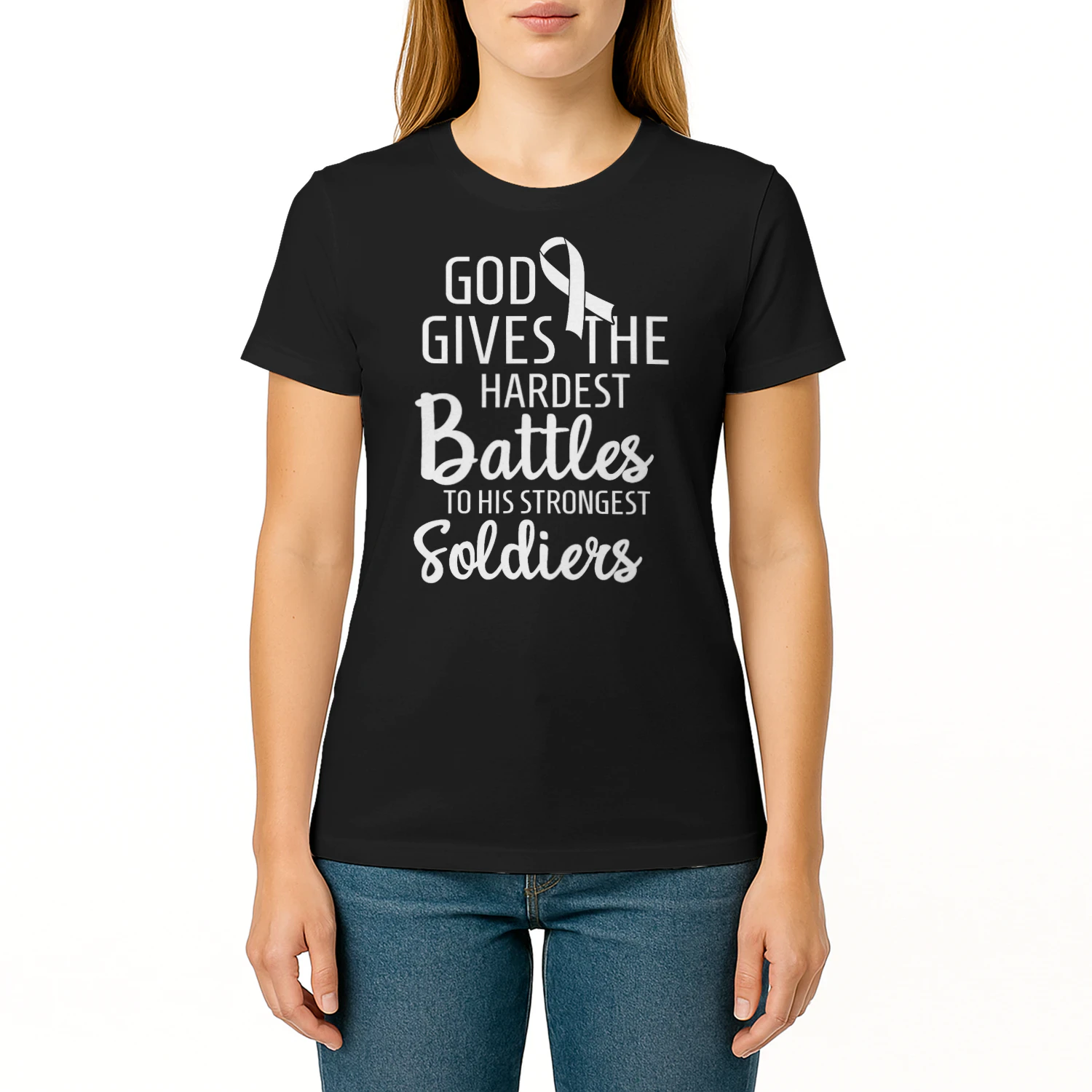 Lung Cancer Fighter Survivor Motivational White Ribbon Lung Cancer T Shirt LUC0108