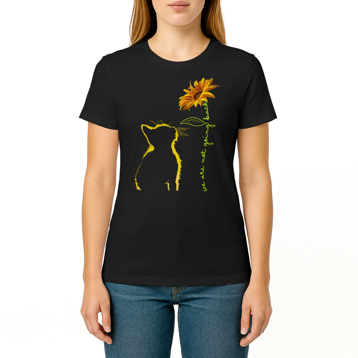 We Are Not Going Back Cat Sunflower Design Cat T Shirt CLR0687