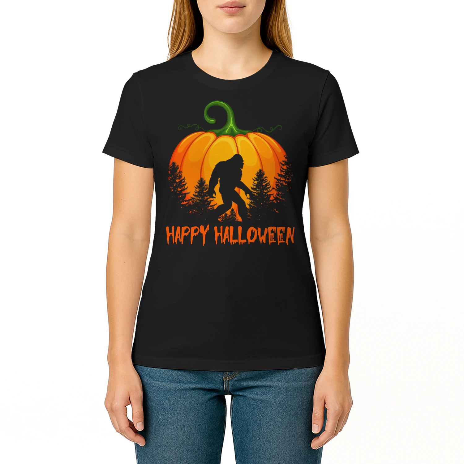 Vintage Bigfoot Pumpkin Halloween Bigfoot T Shirt STB0511