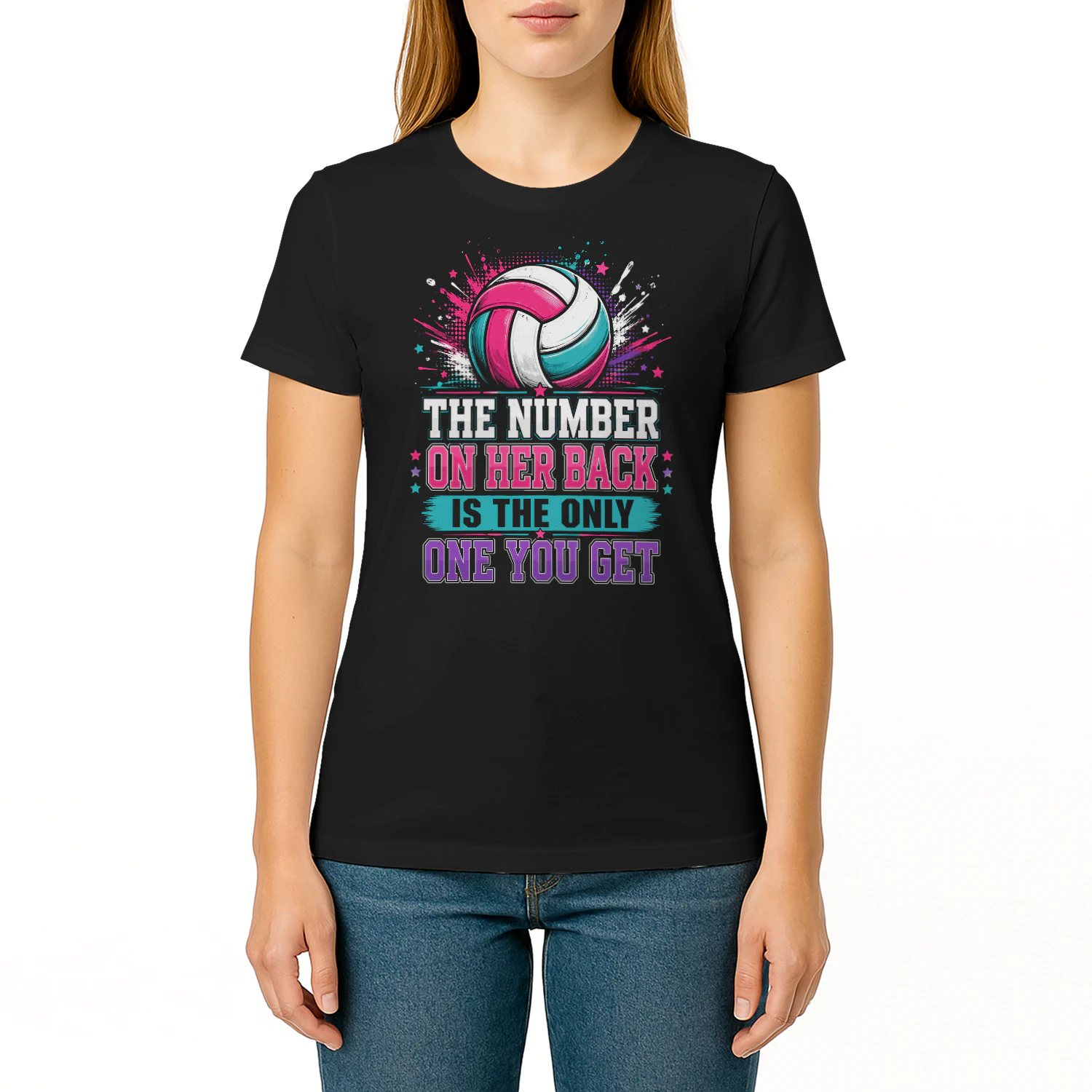 The Number On Her Back Is The Only One You Get Funny Volleyball T-Shirt VOL0019