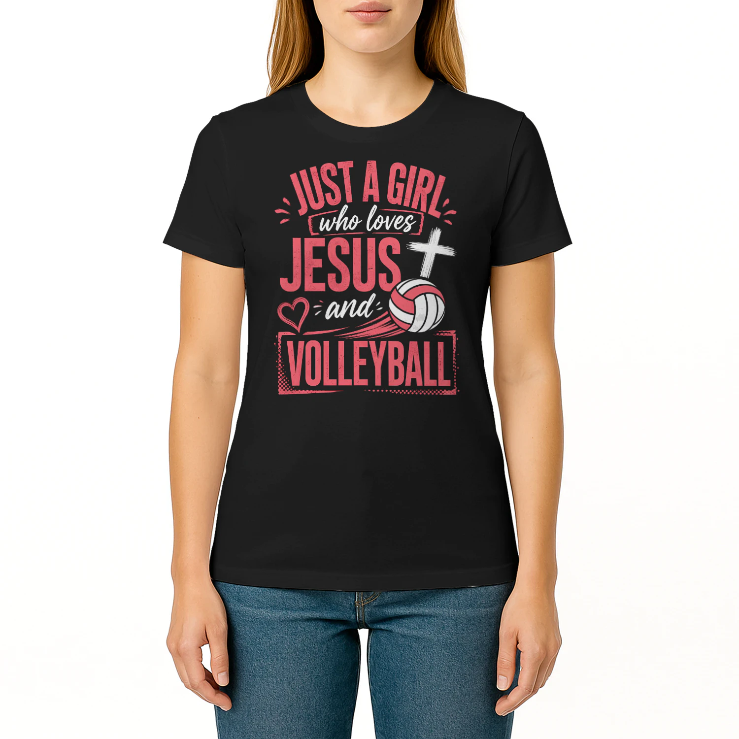 Just A Girl Loves Jesus Volleyball T Shirt VOL0030
