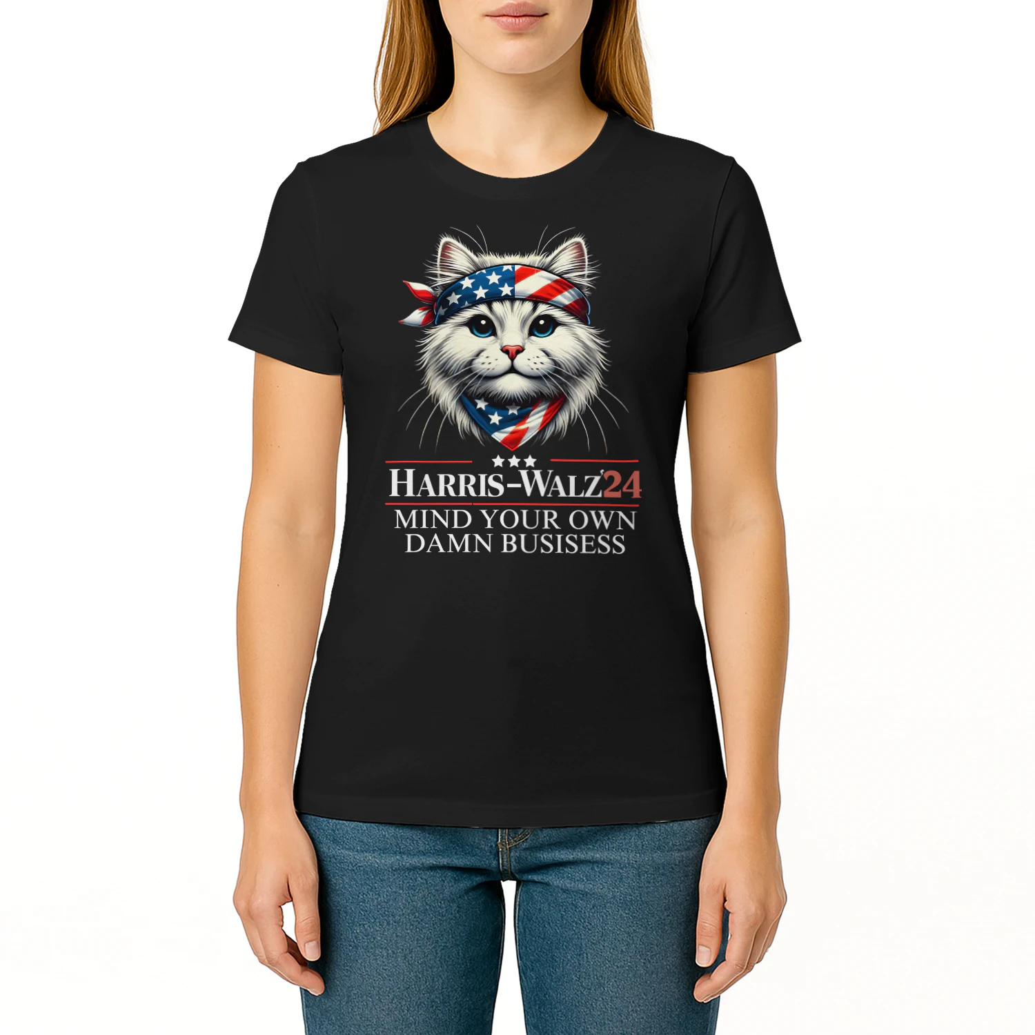 Walz Mind Your Own Damn Business Harris Waltz Cat Lady Cat T Shirt CLR0686