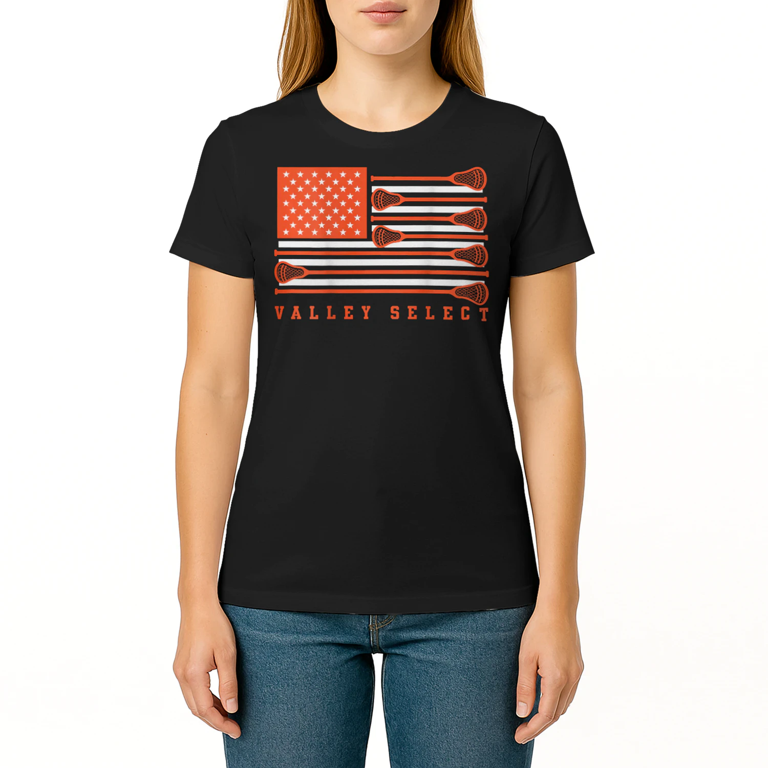 Valley Select Lax American Flag Lacrosse T Shirt LAR0473