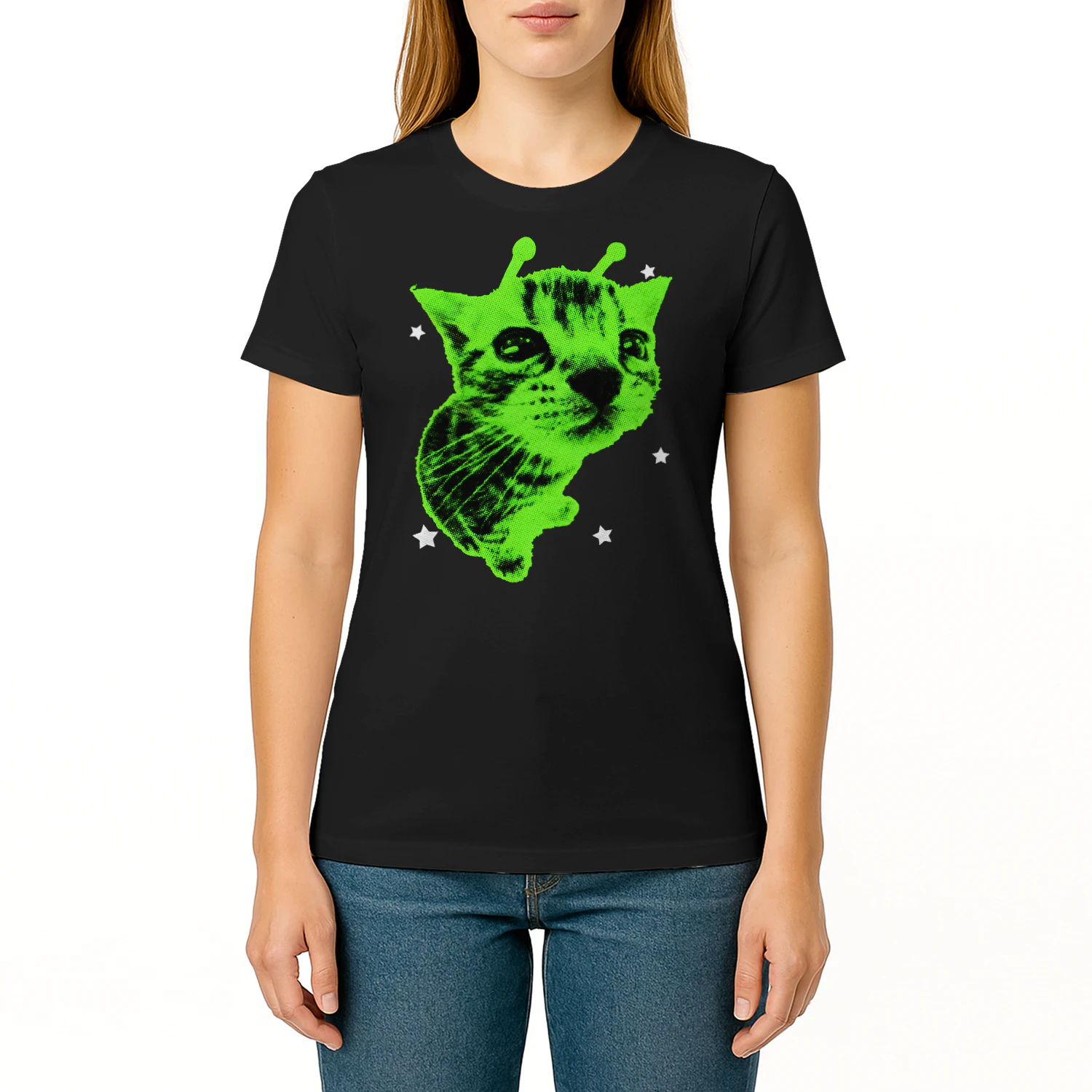 Y2K Alien Cat Meme Retro Silly Cat Vintage Space Kitty Funny T Shirt CAT1685