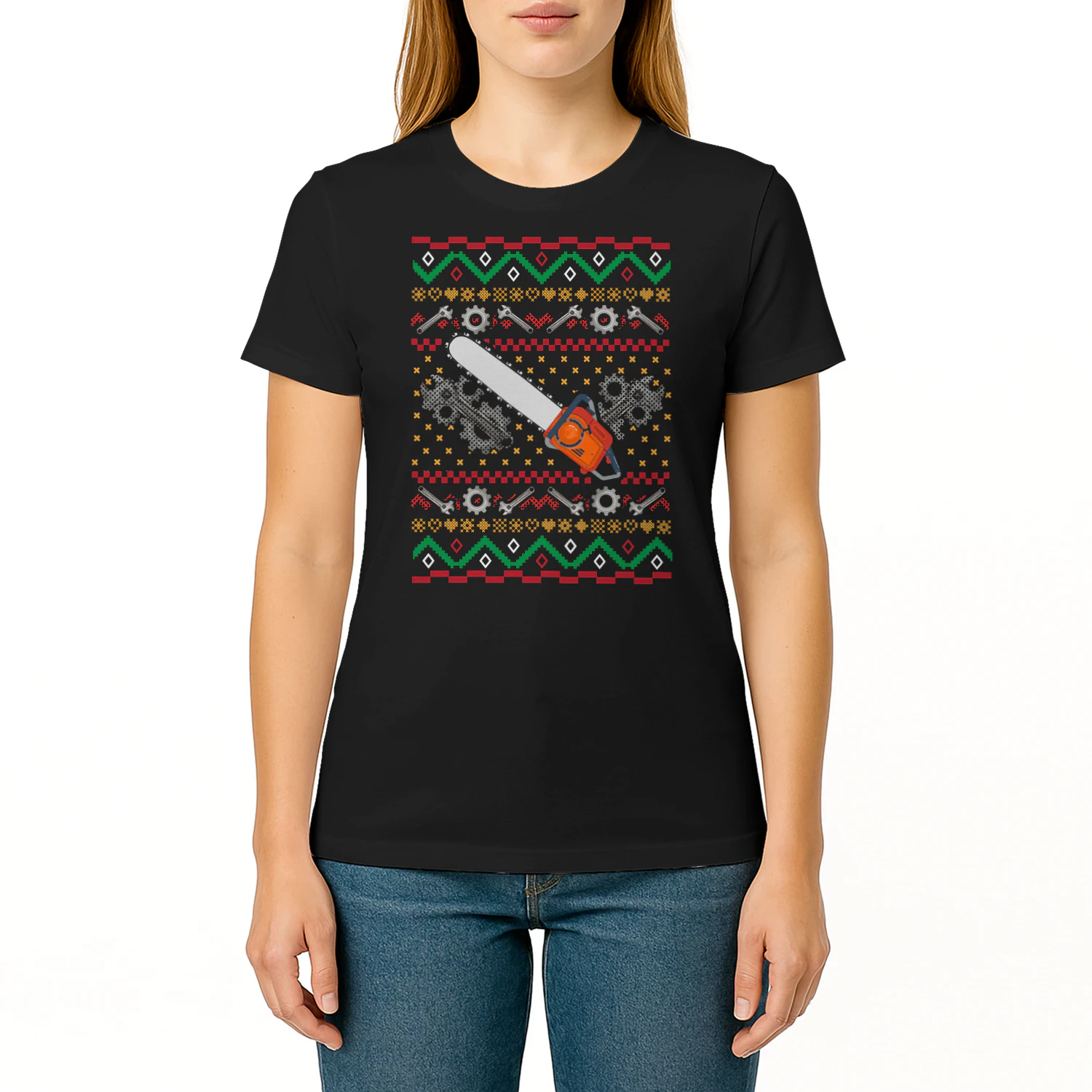 Lumberjack Ugly Christmas Sweatshirt Chainsaw Tree Service LUB0235