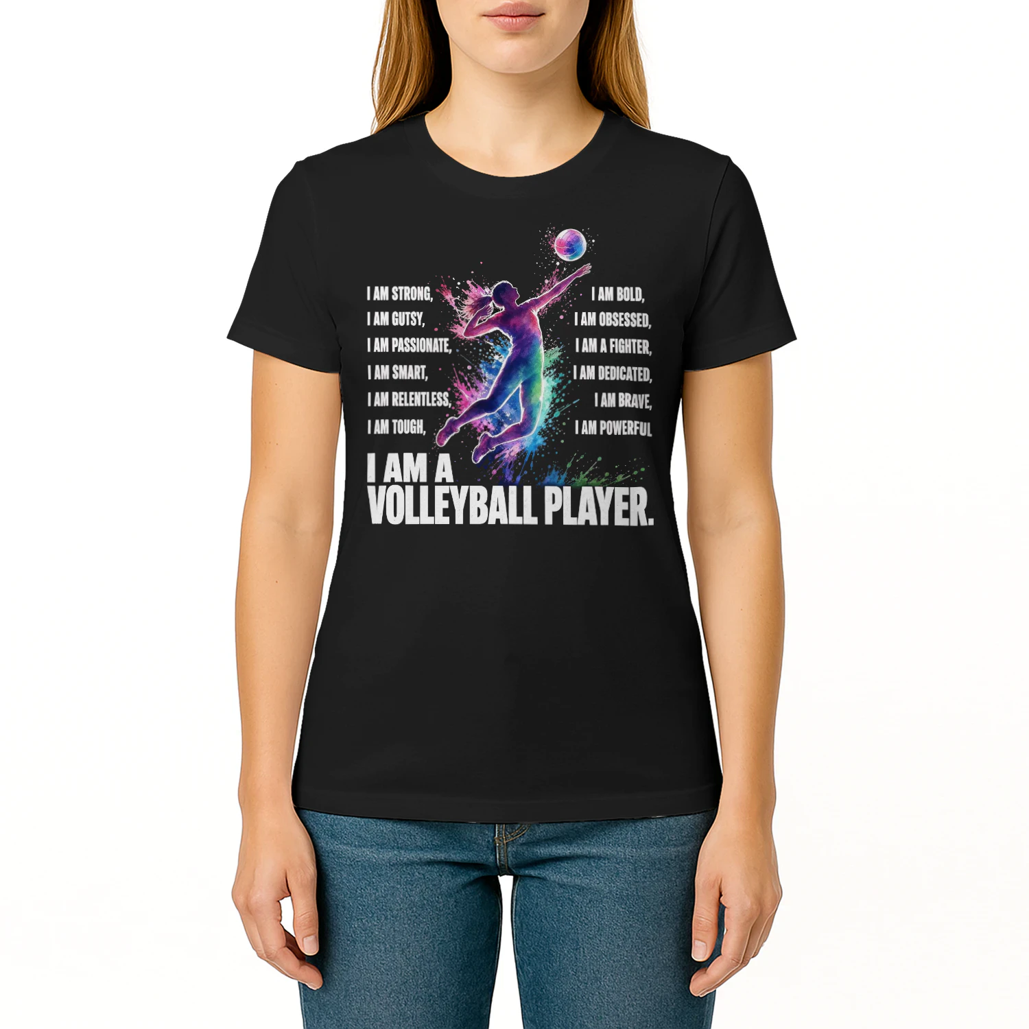 Strong Volleyballer Woman Playing Volleyball T Shirt VOL0017