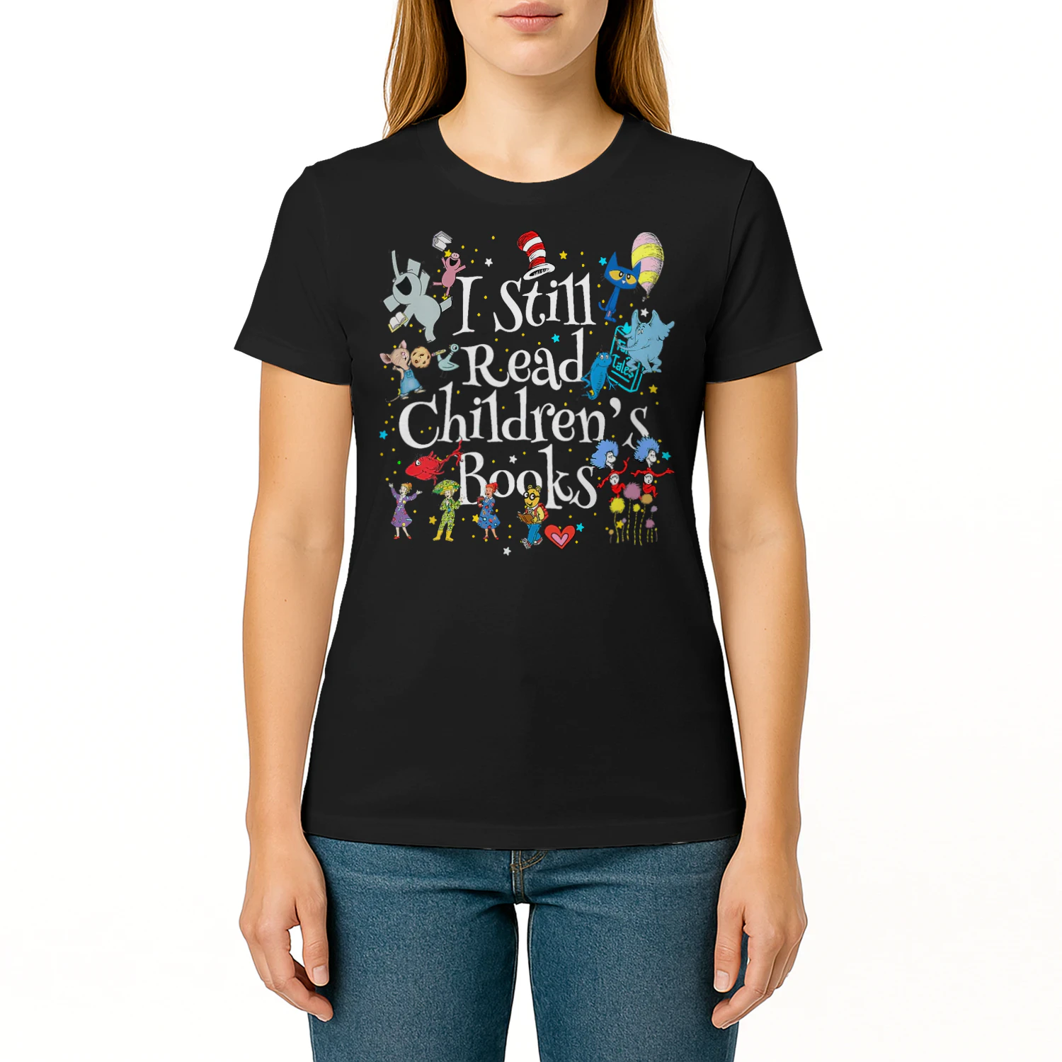 Womens I Still Read Childrens Books First Day Of School Kid Reading Vneck Read Books T Shirt REB0928