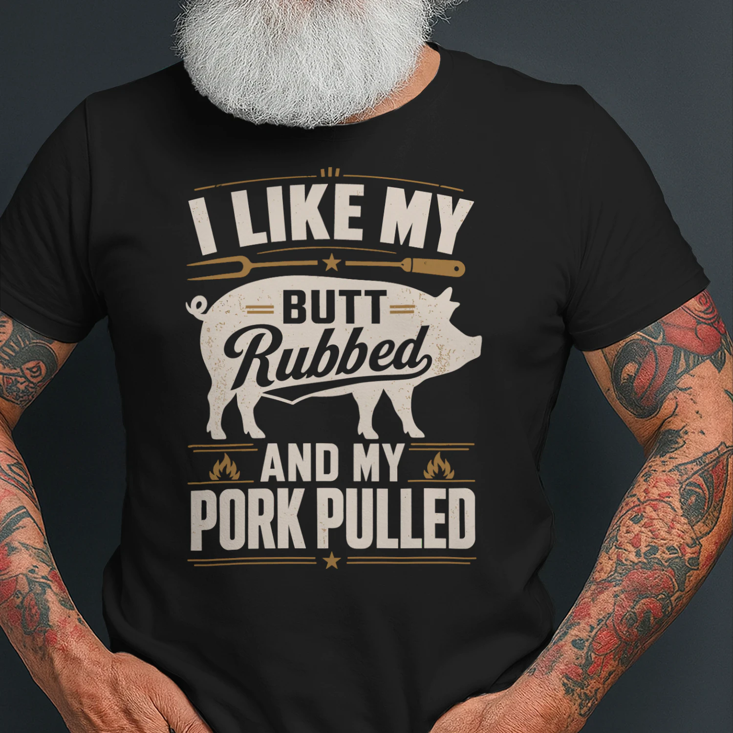 Vintage I Like My Butt Rubbed And My Pork Pulled BBQ T Shirt BBQ0029