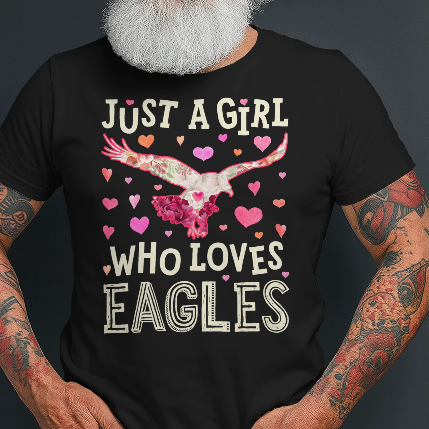 Eagle Just A Girl Who Loves Eagles Flowers Women Bird Floral Eagle T Shirt EAG0052