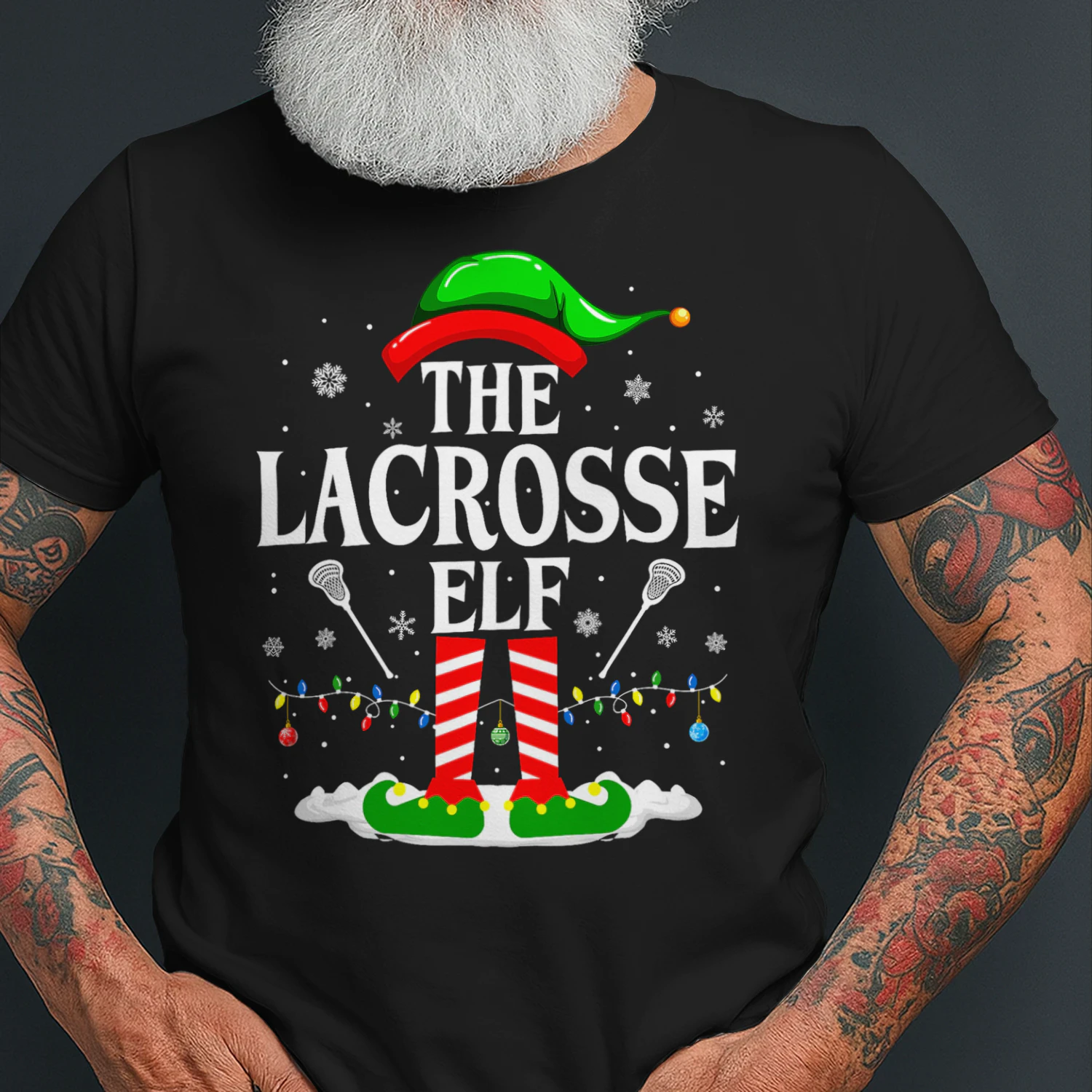The Lacrosse Elf Funny Matching Xmas Lacrosse Christmas Lax Lacrosse T Shirt LAR0466