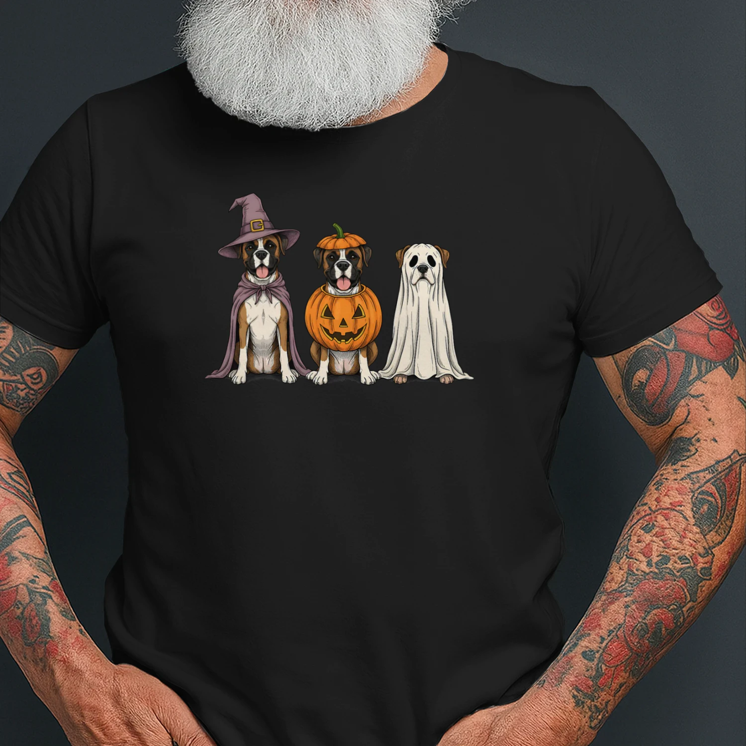 Spooky Ghost Boxer Dog Lover Pumpkin Halloween Witch T Shirt WIT0259