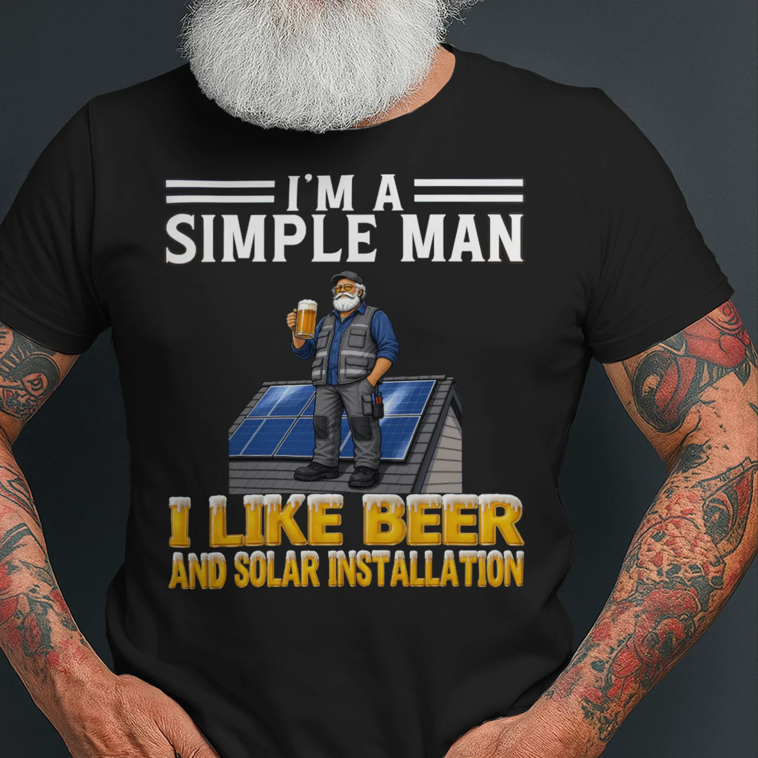 Simple Man I Like Beer And Solar Installation Black SOL0007