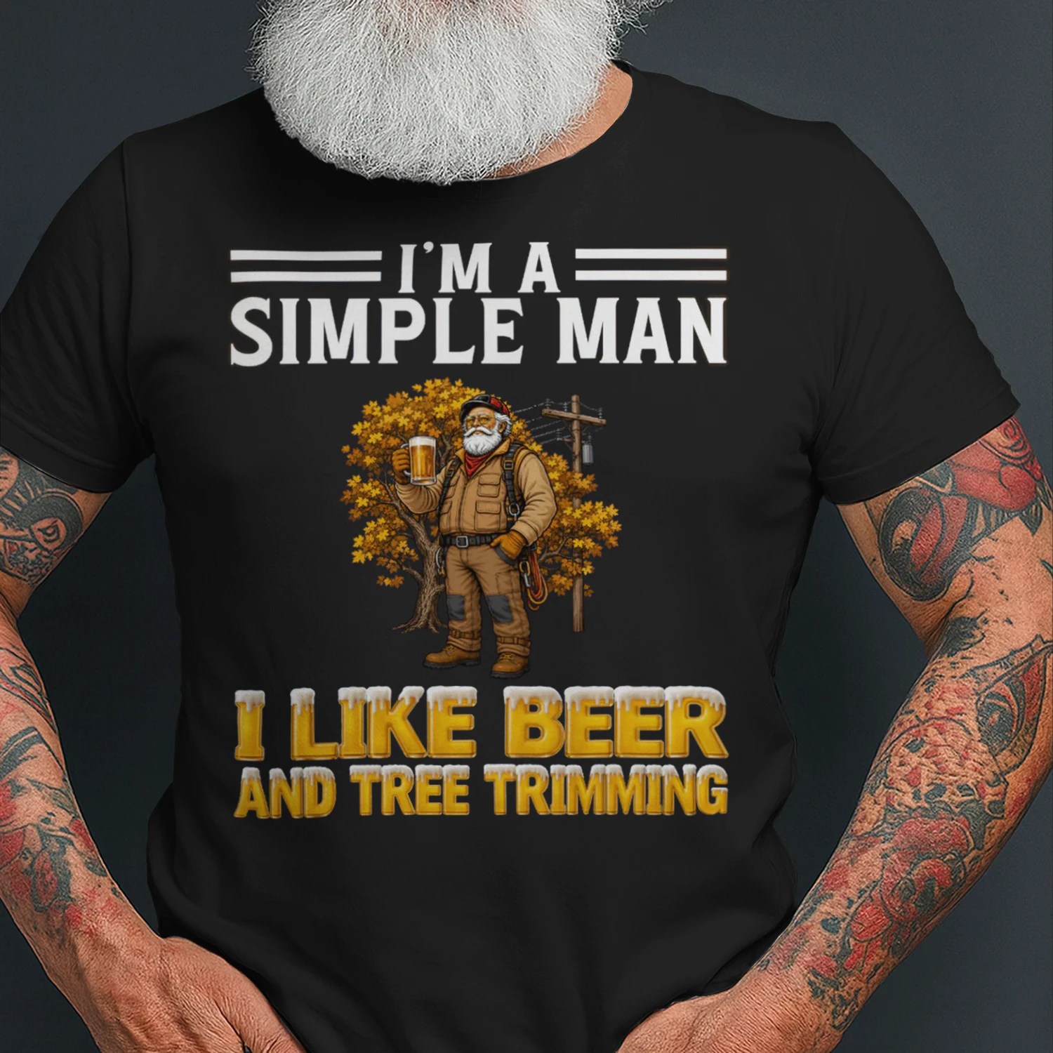 Simple Man I Like Beer And Tree Trimming Black TRE0007
