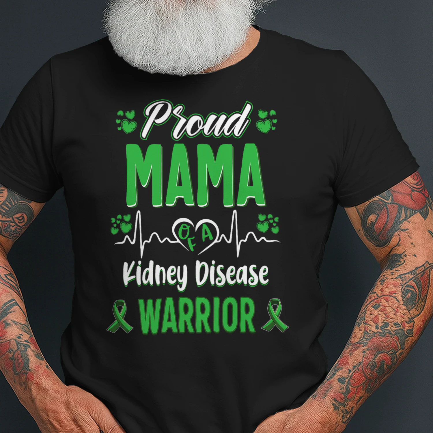 proud Mama kidney disease warrior awareness ribbon green T Shirt KIW0325