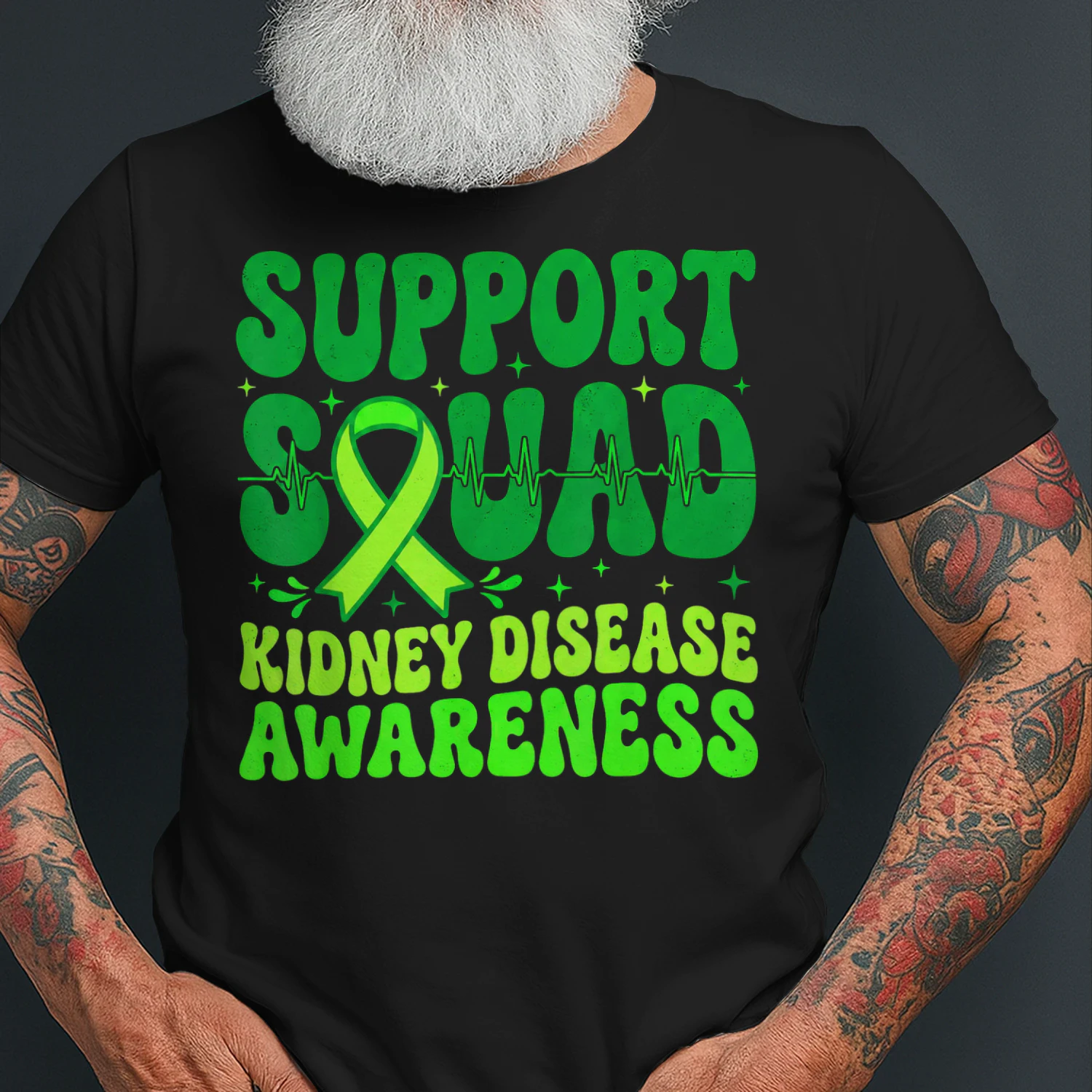 Support Squad Green Ribbon Kidney Disease Awareness CKD Hope T Shirt KIW0332
