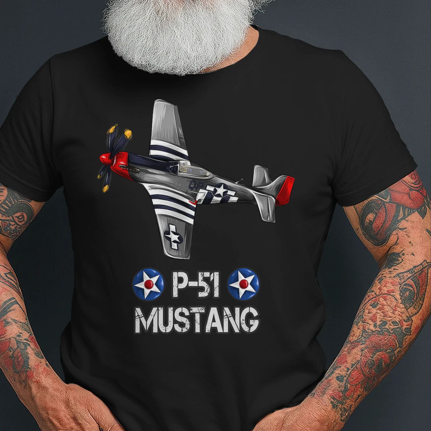 World War Ii American P 51 Mustang Fighter Plane Airplane T Shirt AIP0121