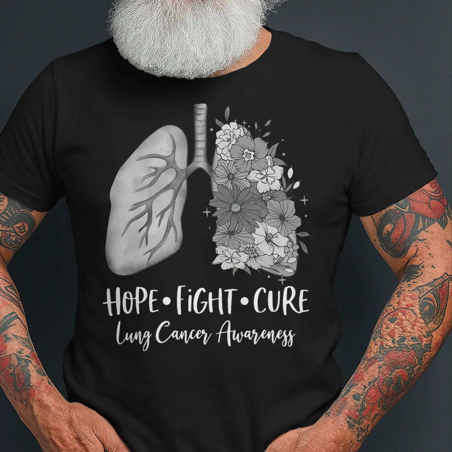 White Ribbon Faith Hope Love Support Lung Cancer Warrior Lung Cancer T Shirt LUC0150