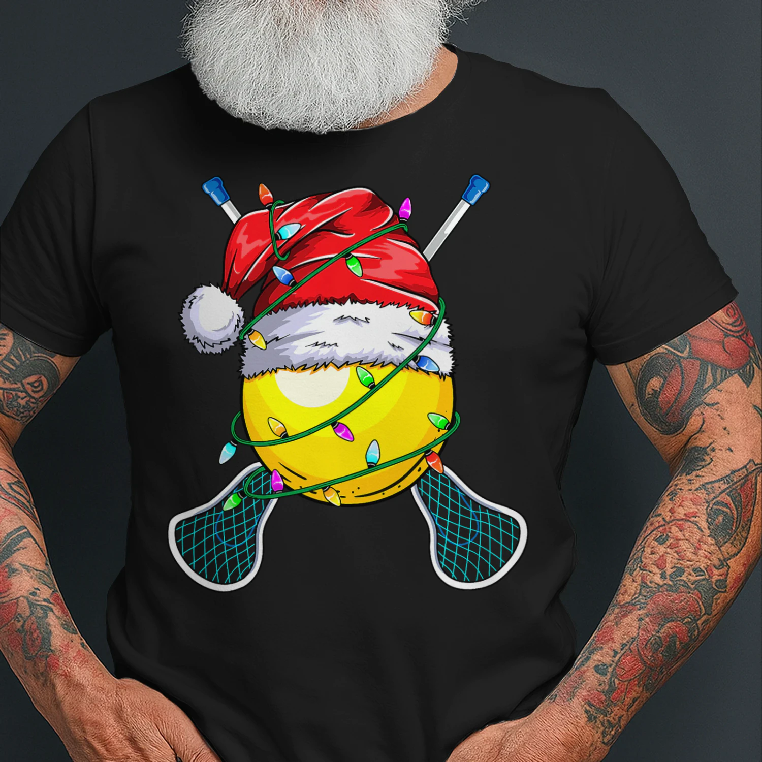 Santa Sports Design Christmas Lacrosse Player Lacrosse T Shirt LAR0446