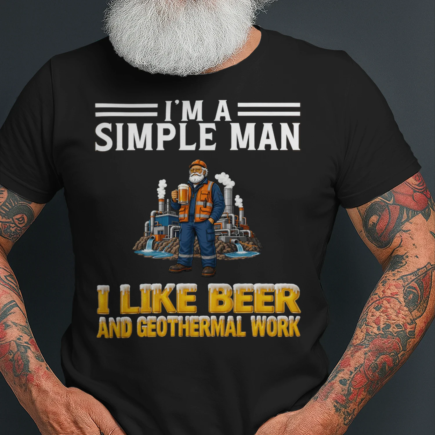 Simple Man I Like Beer And Geothermal Work Black GEO0007