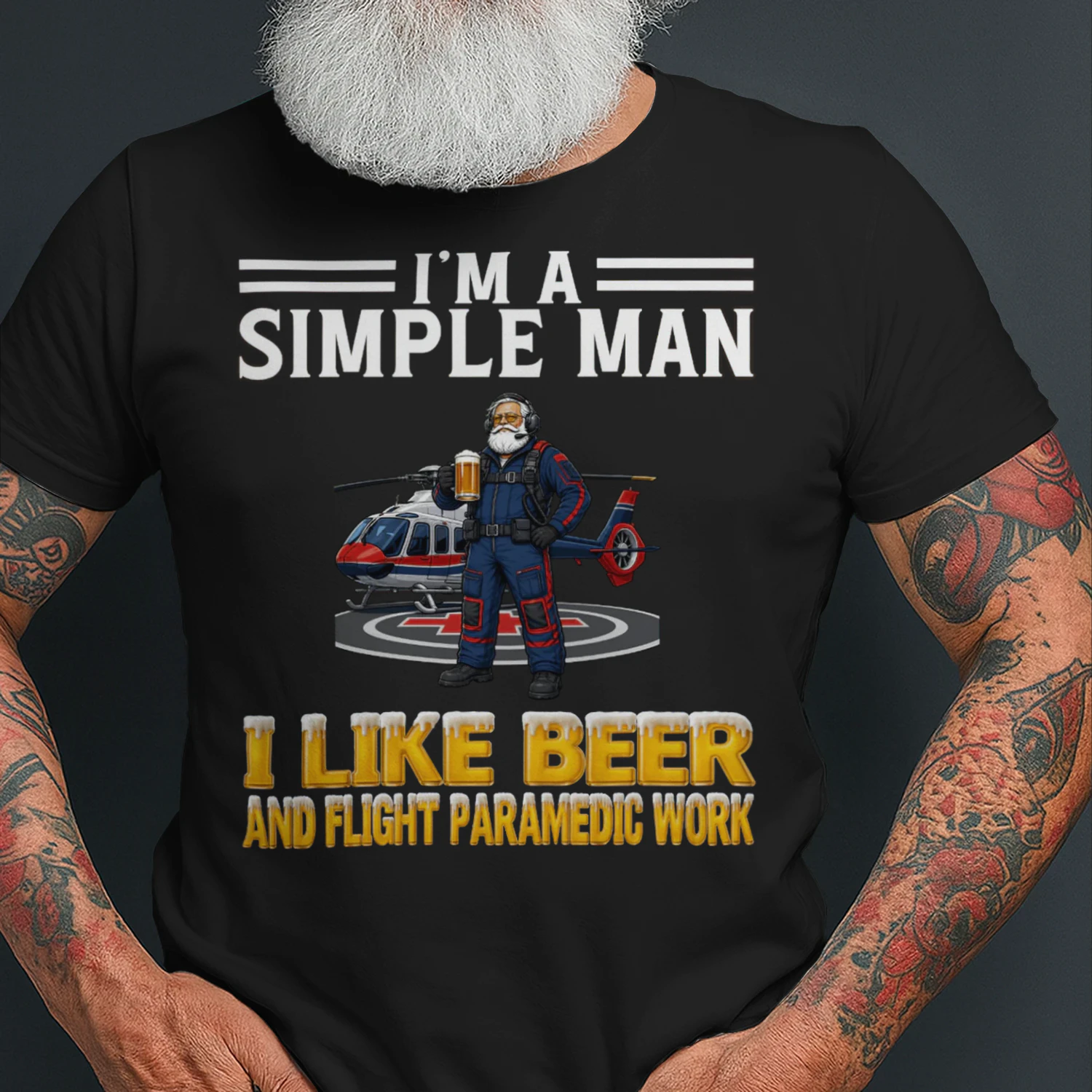 Simple Man I Like Beer And Flight Paramedic Work Black FLI0007