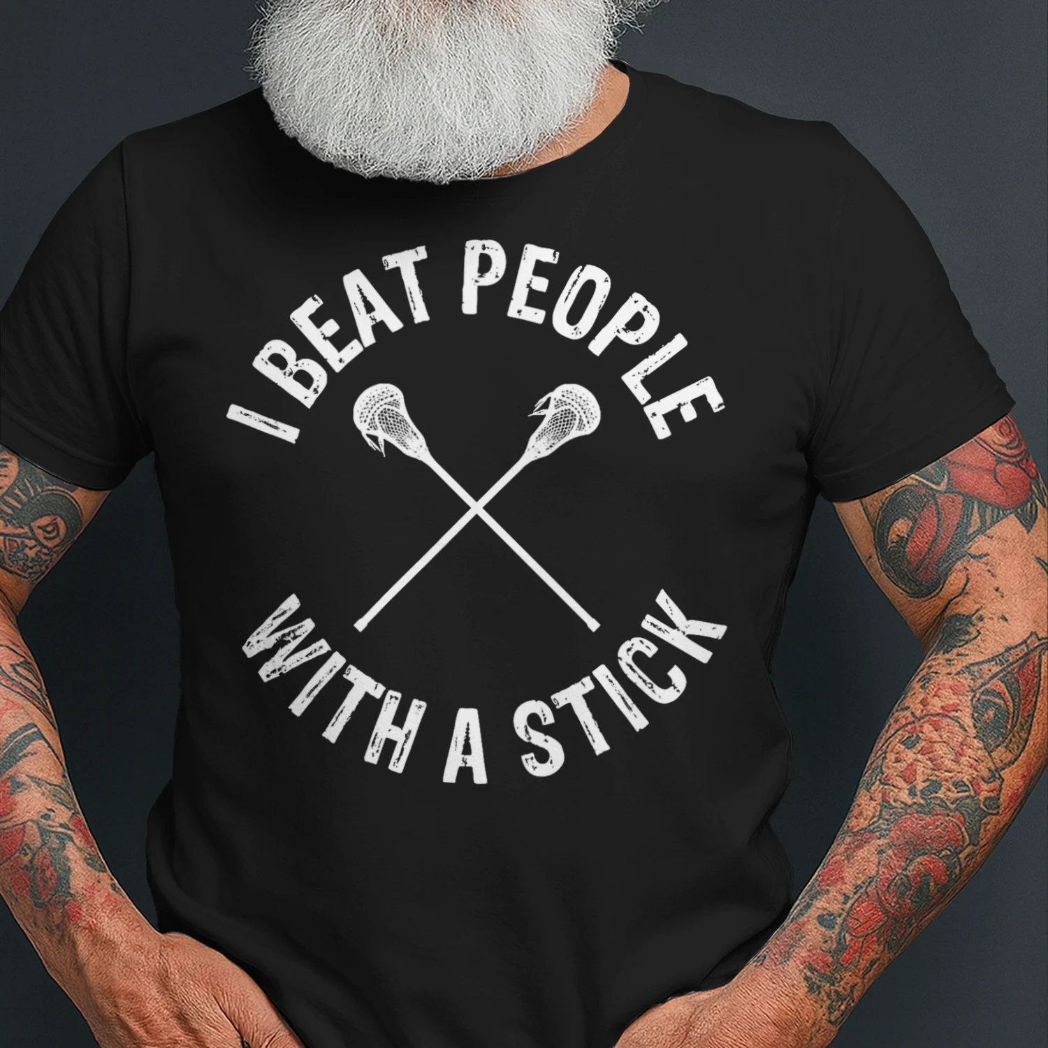 I Beat People With A Stick Funny Lacrosse Lacrosse T Shirt LAR0107