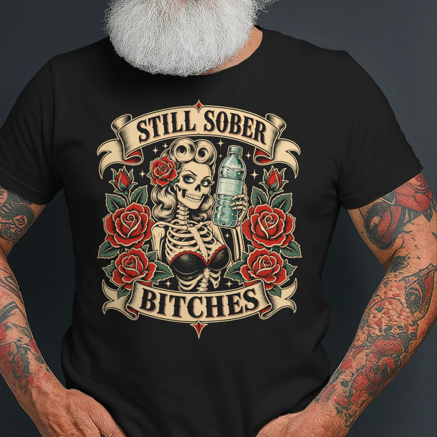 Still Sober B Tches Funny Sobriety Skeleton Aa Na Sobriety T Shirt SOB0046