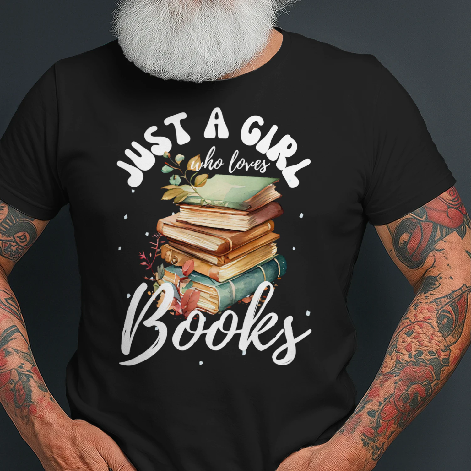 Cute Just A Girl Who Loves Books Watercolor Reading Women Read Books T Shirt REB0168