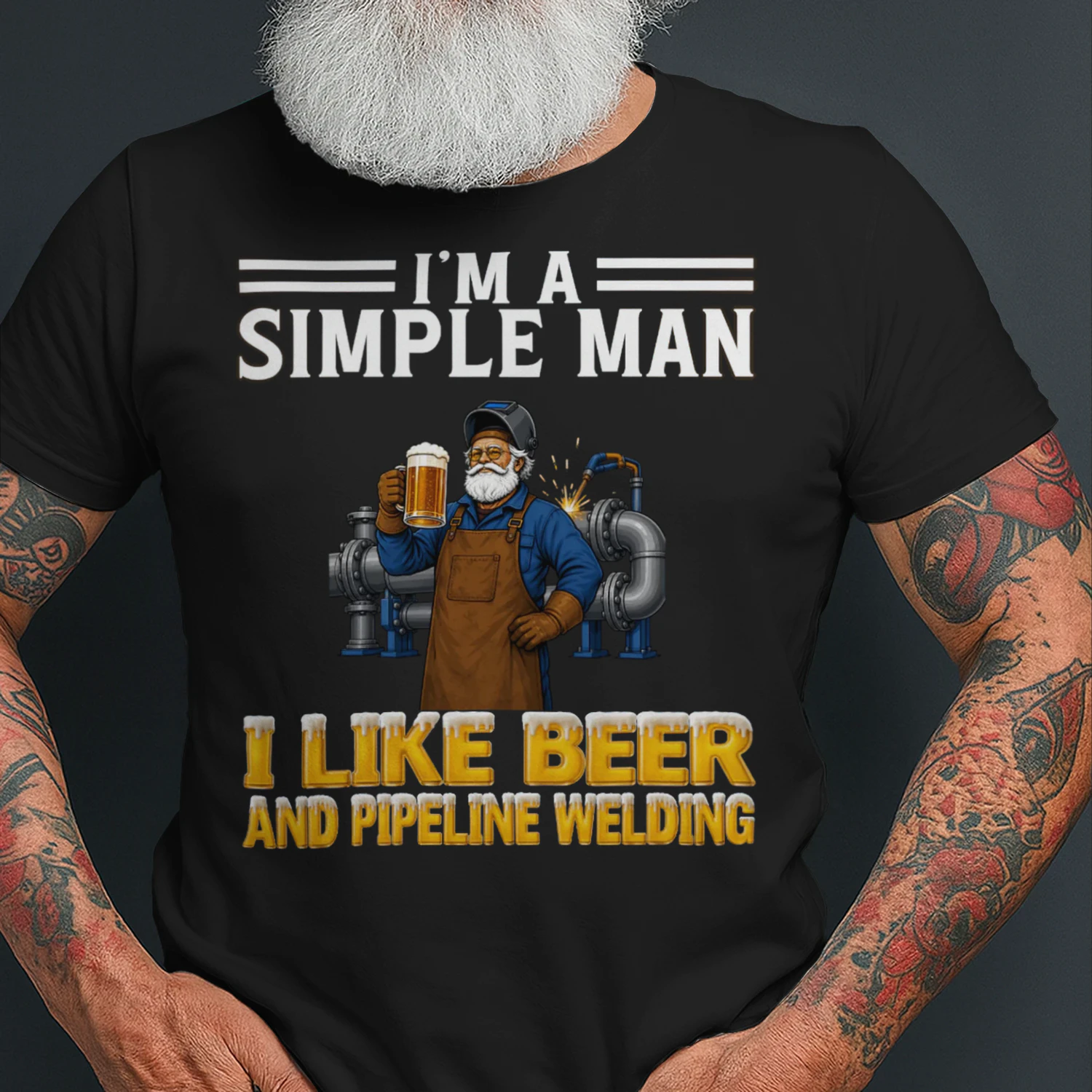 Simple Man I Like Beer And Pipeline Welding Black PIW0007
