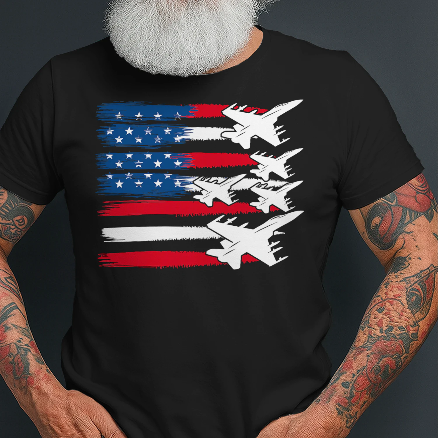 Patriotic Usa Flag Fighter Jets 4th Of July Airplane T Shirt AIP0535
