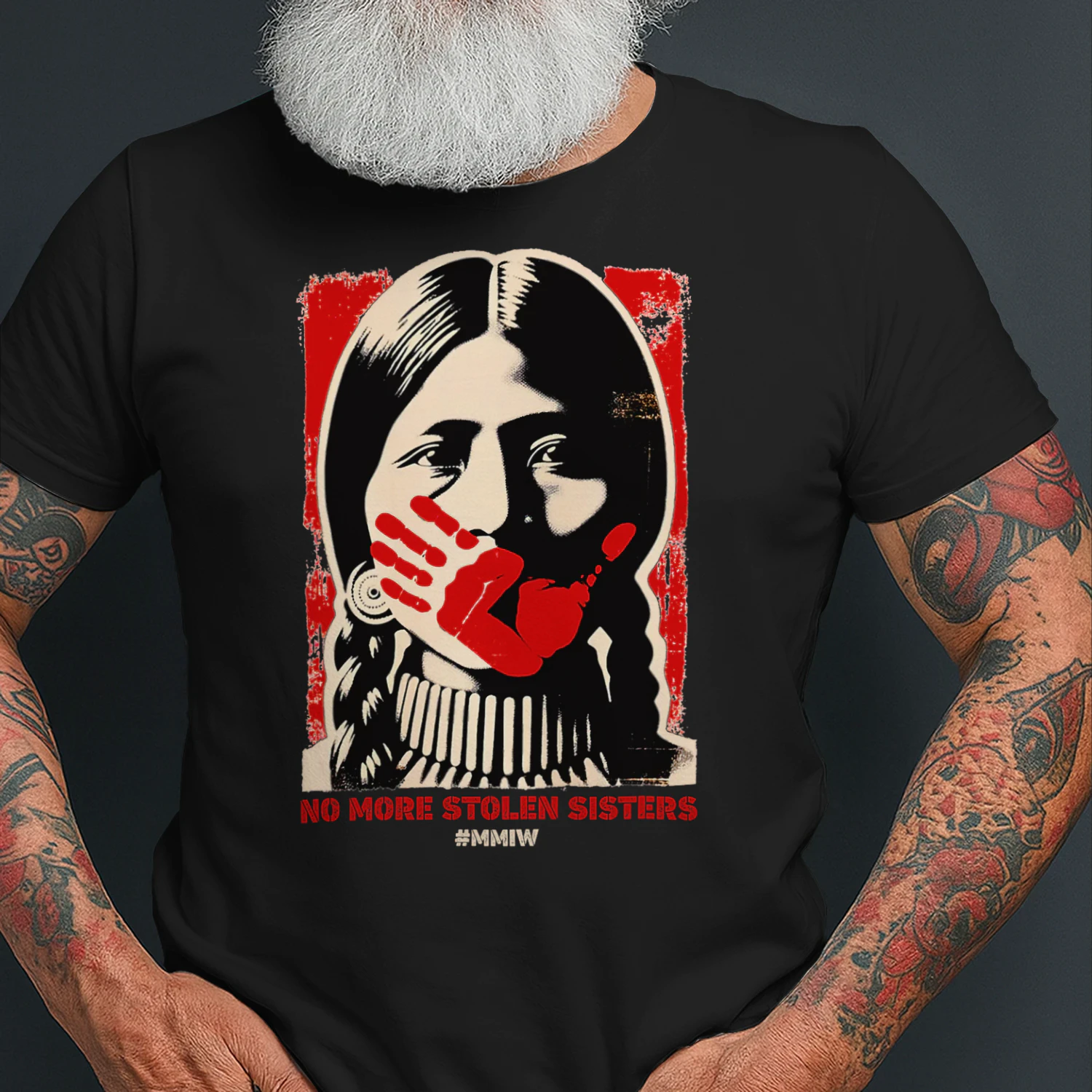 Nomore Stolen Sister Red Hand Mmiw Awareness America Women Native NA T Shirt NTA0345