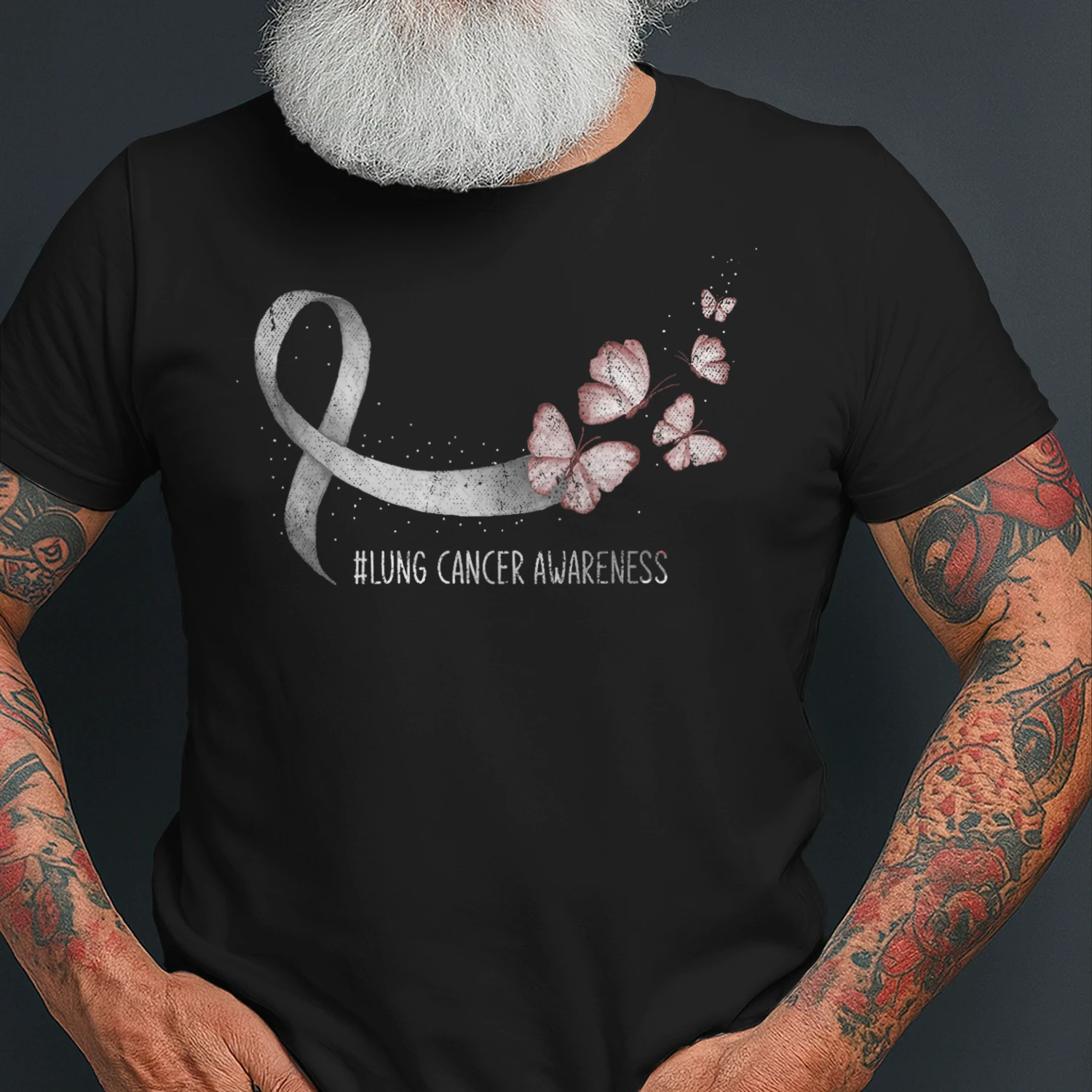 Pretty White Ribbon Support Lung Cancer Awareness Lung Cancer T Shirt LUC0141