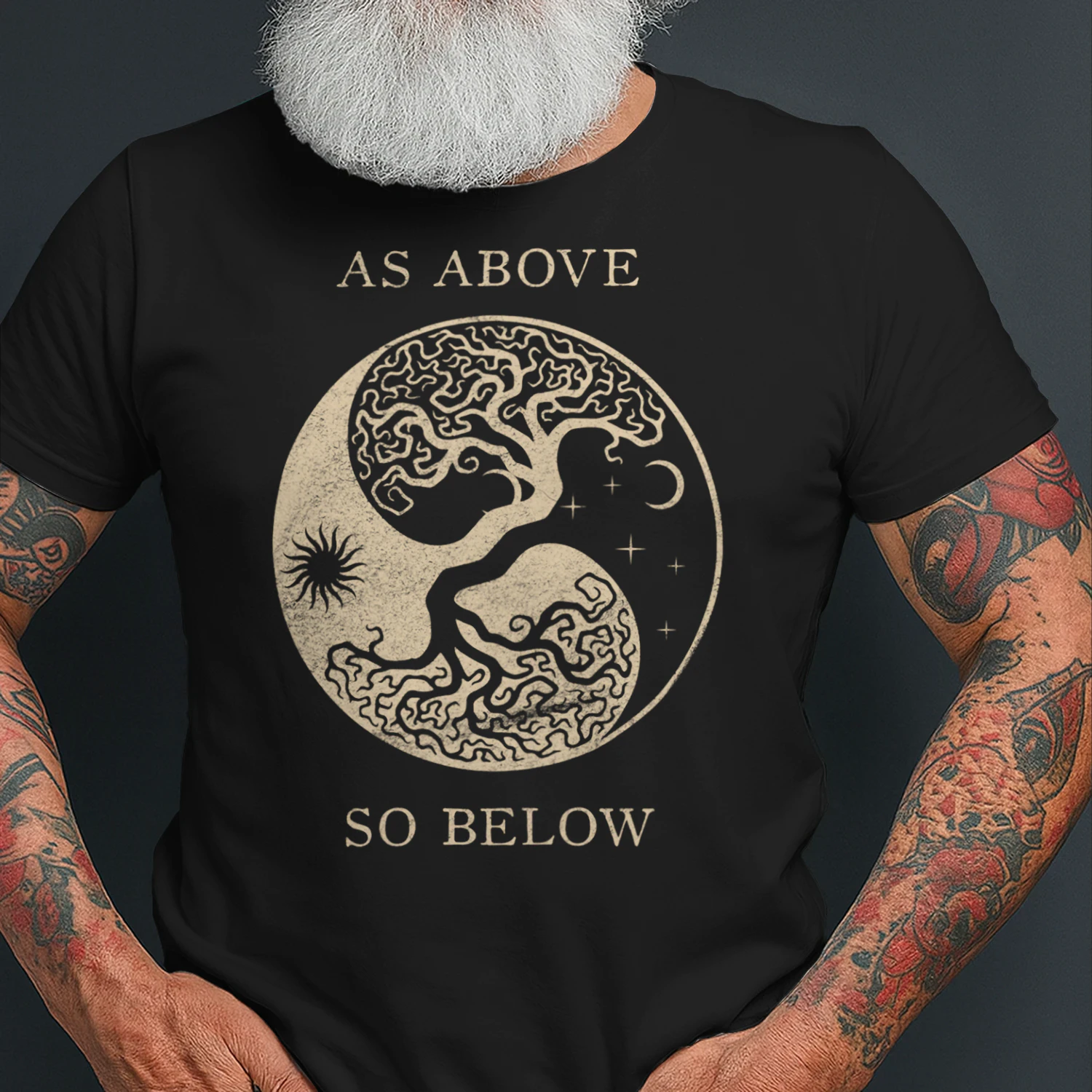 Yggdrasil Vintage Viking Moon Sun Mythical Tree Norse Odin Pullover Hoodie Viking T Shirt VIK0518