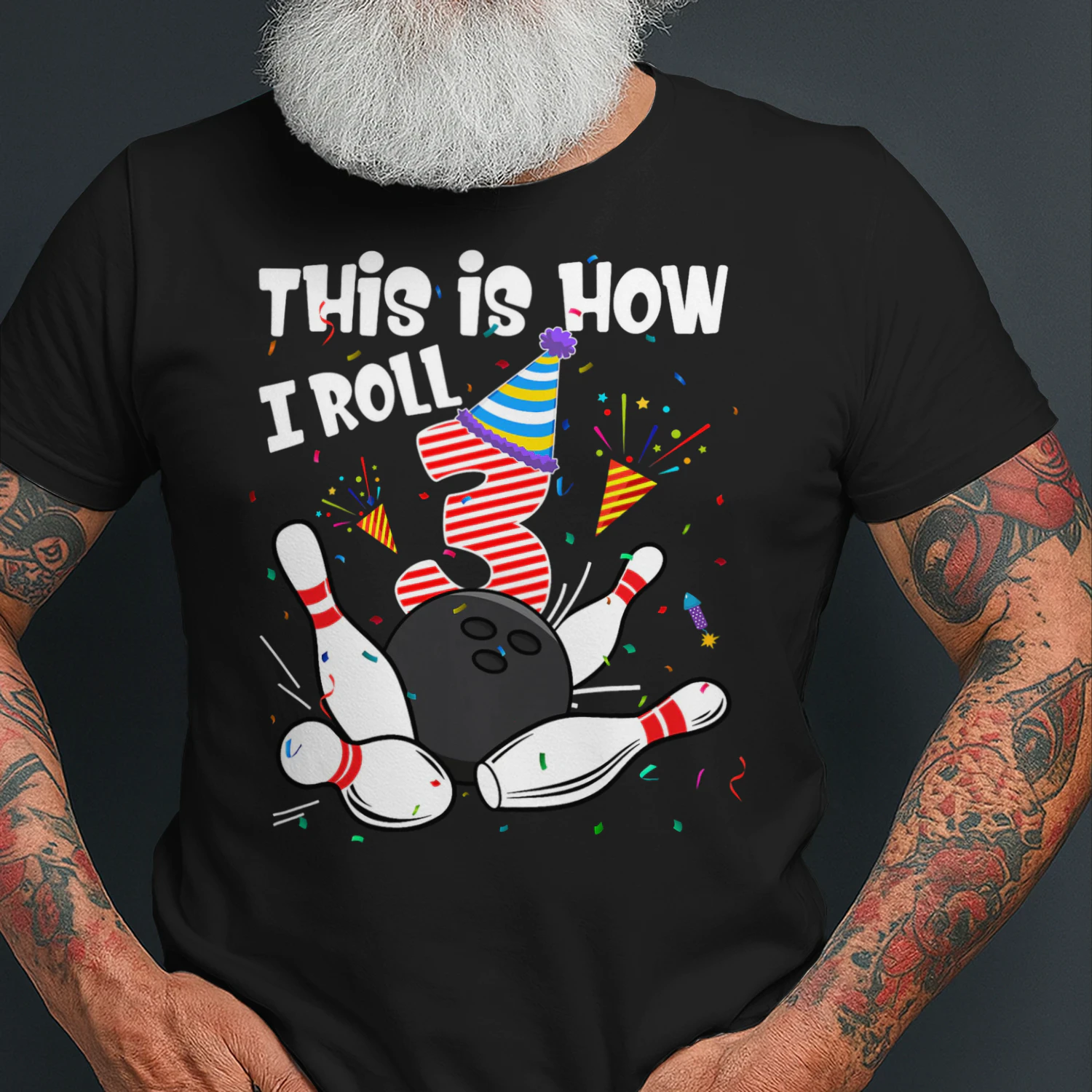 This Is How I Roll 3rd Birthday Bowler 3 Year Old Bowling T Shirt BOL1478