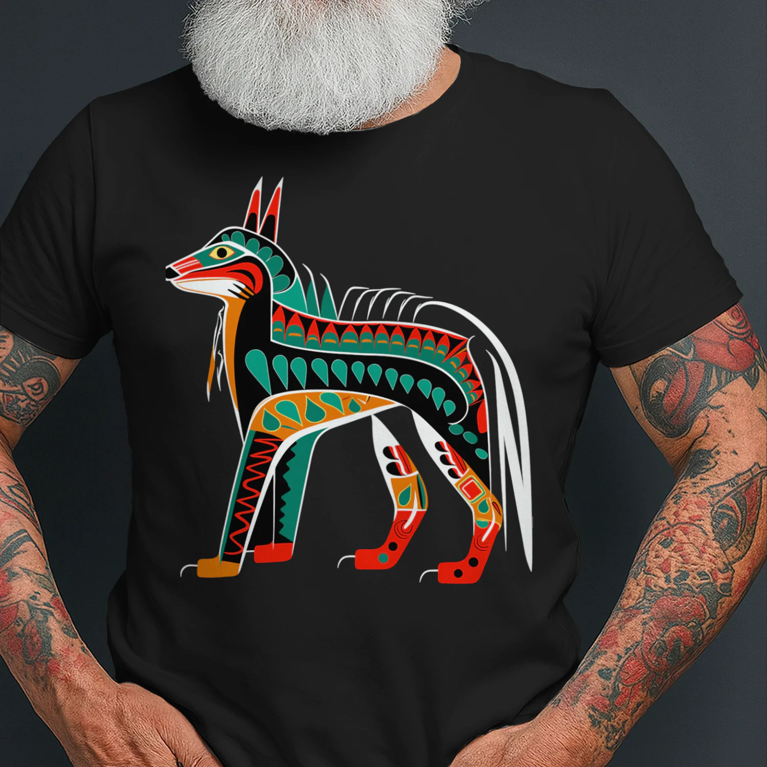 Wolf In Pacific Northwest Coast Native American Tribal Style NA T Shirt NTA0086