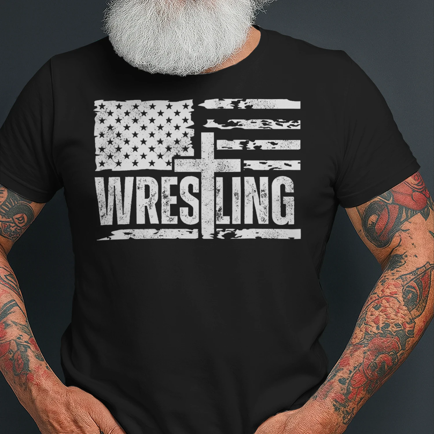 Wrestling Patriotic American Flag Christian And Jesus Lover Wrestling T Shirt WRT0552