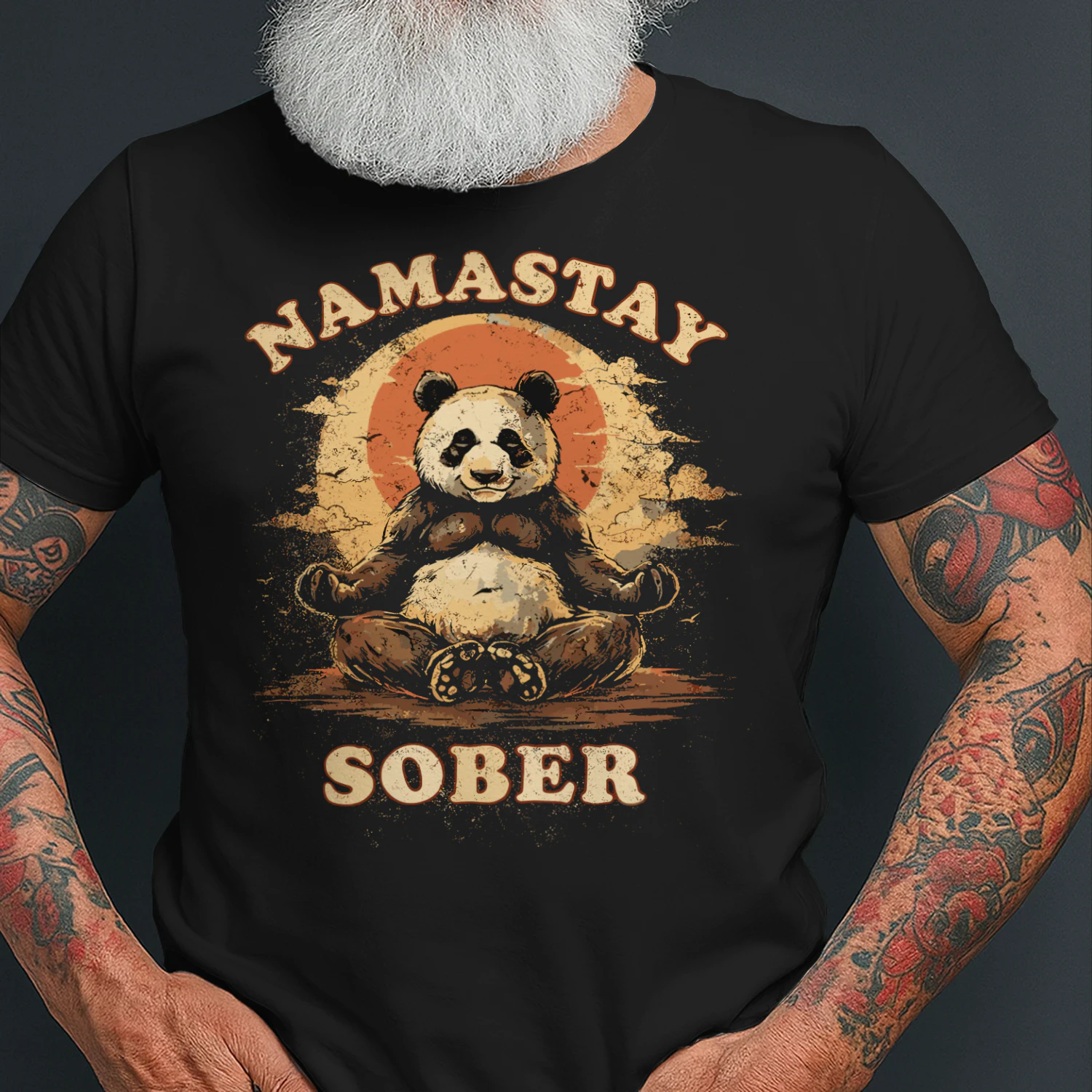 Bear Namastay Sober Na Aa Mediation Sobriety T Shirt SOB0029