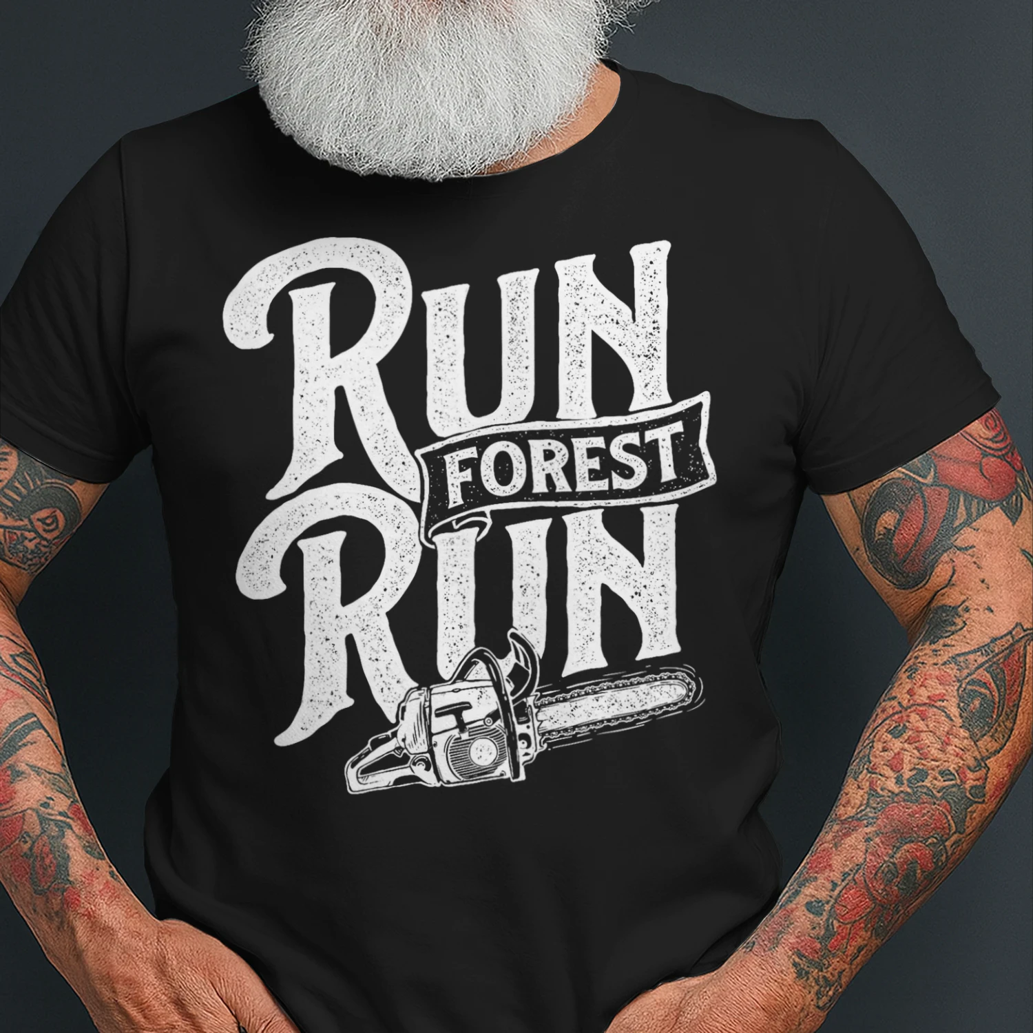Run Forest Run Lumberjack Sawmill Worker Logger Chainsaw T Shirt LUB0304