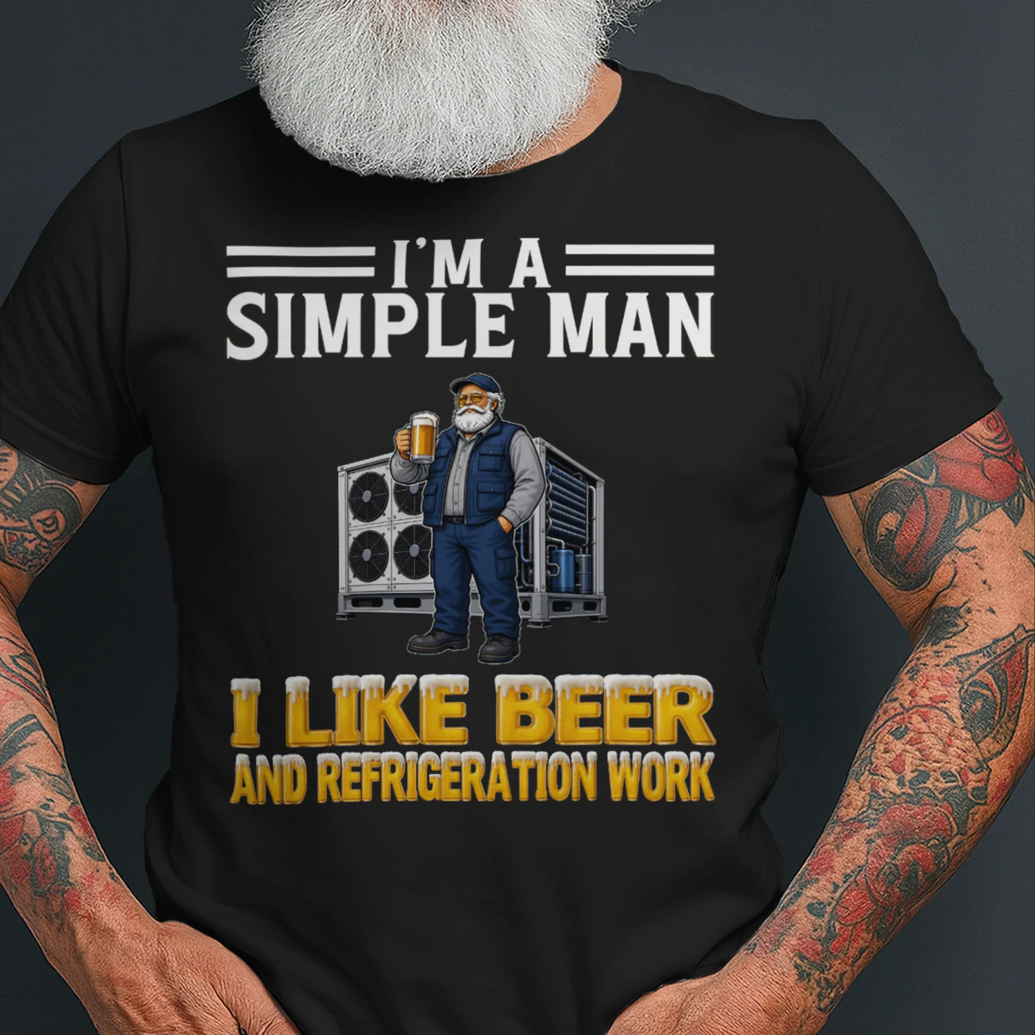 Simple Man I Like Beer And Refrigeration Work Black REW0007