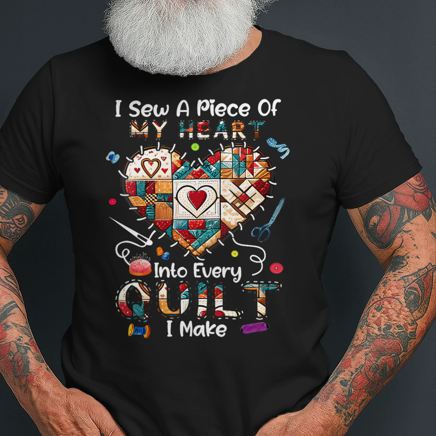 Womens I Sew A Piece Of My Heart Into Every Quilt I Make Quilting V Neck T Shirt SEQ0866