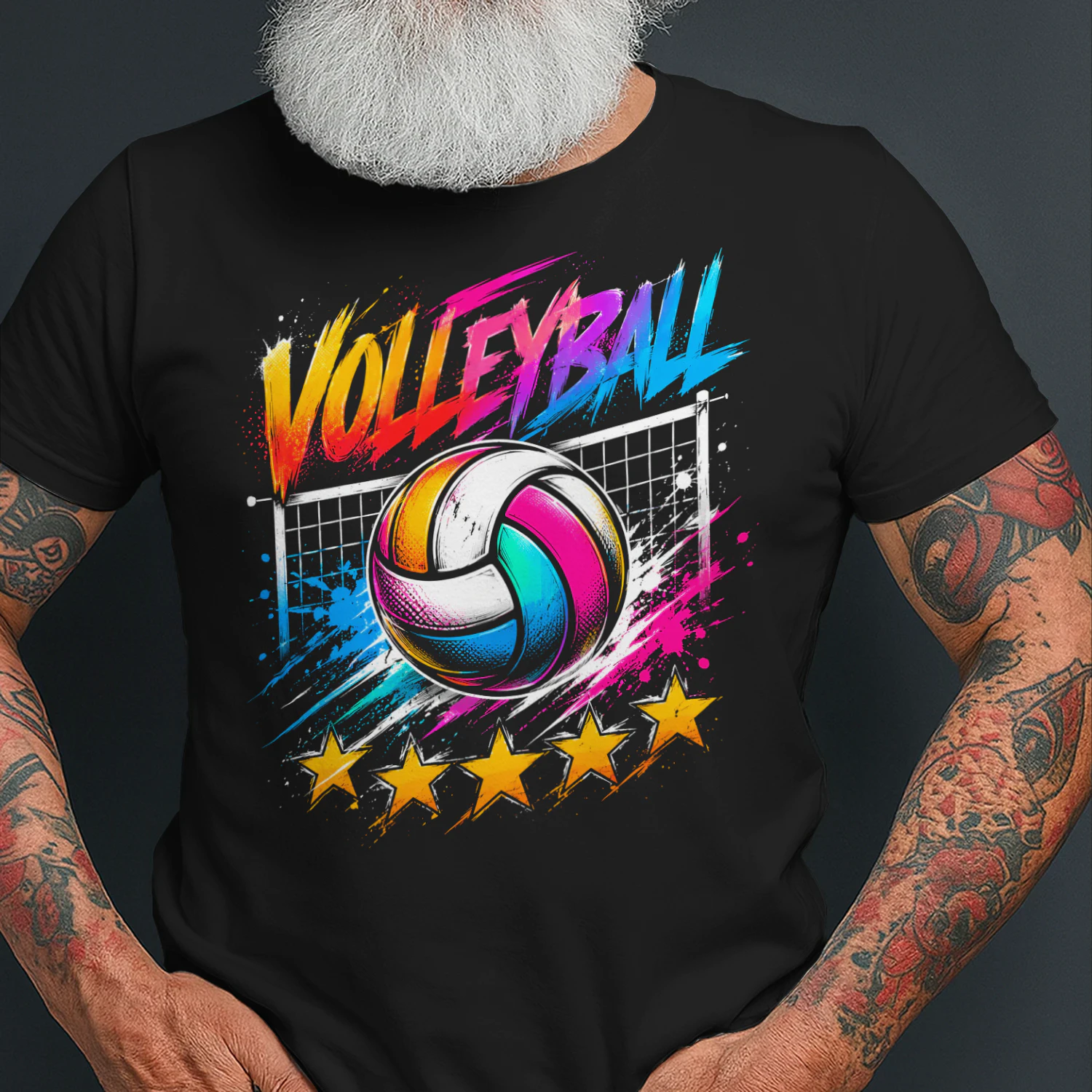 Volleyball 5 Stars Rating Colorful Style Volleyball T Shirt VOL0021