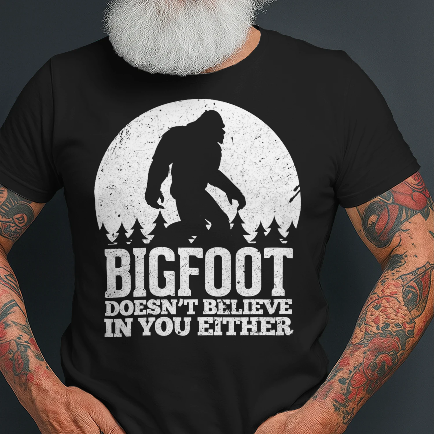 Womens Bigfoot Doesnt Believe In You Either Sasquatch Gift Vneck Bigfoot T Shirt STB0518