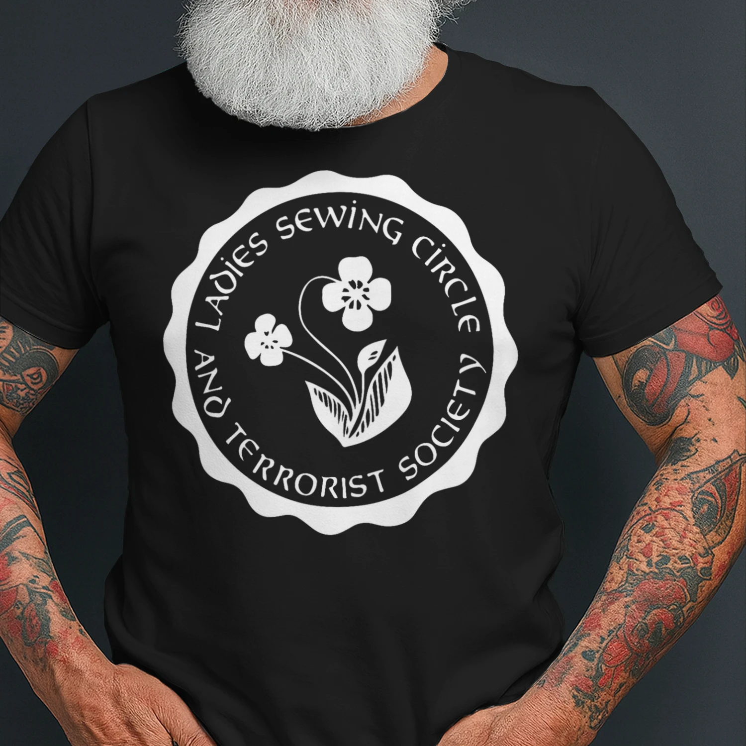 Womens Ladies Sewing Circle And Terrorist Society Quilting T Shirt SEQ0872