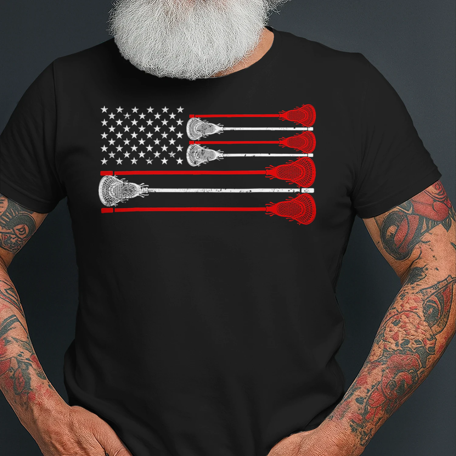 Vintage Usa American Flag Lacrosse Player Lover Patriotic Lacrosse T Shirt LAR0487