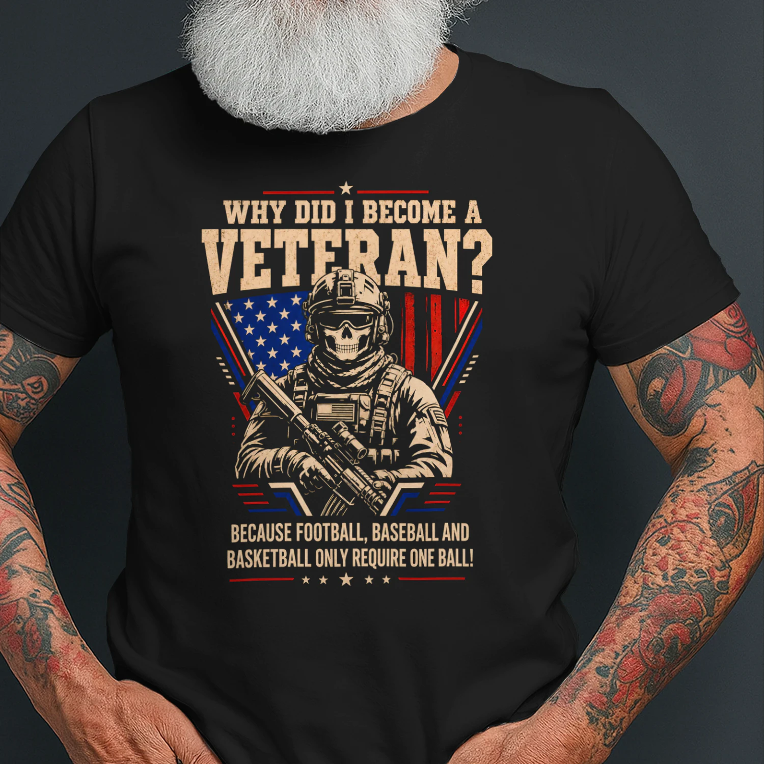 Why Did I Become A Veteran Funny Skull Veteran T Shirt VET0042