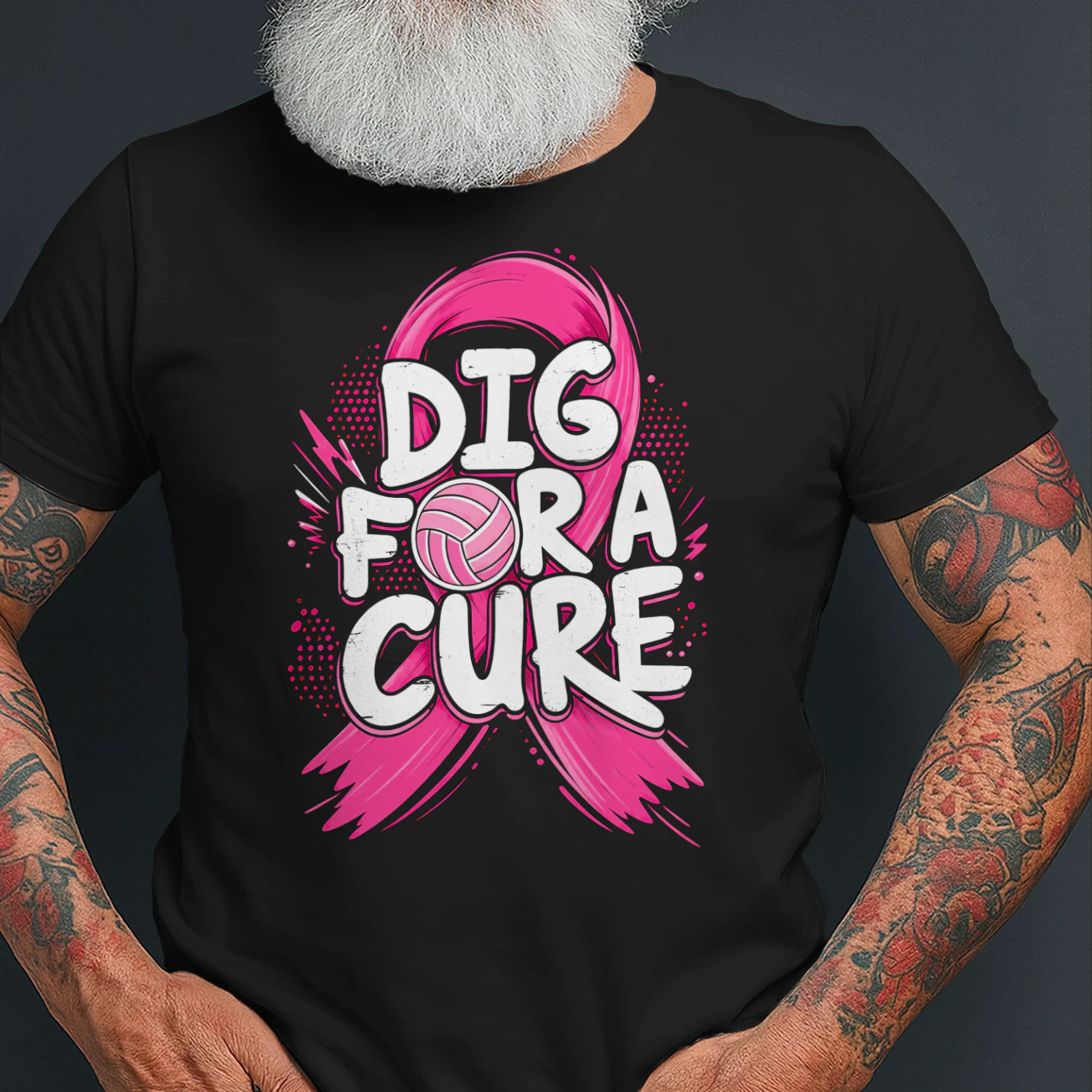 Dig For A Cure Pink Ribbon Volleyball T Shirt VOL0027